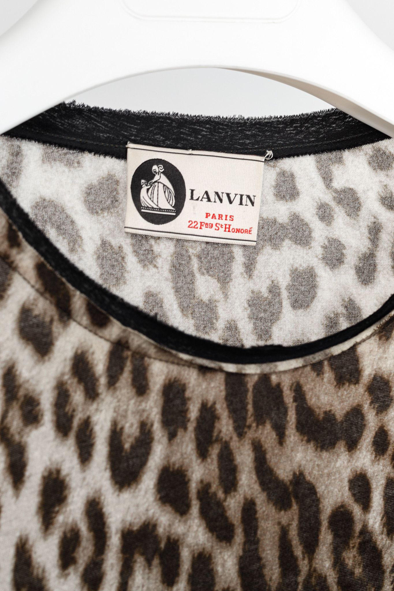 Lanvin Lanvin Grey Leopard-Print Silk-Trim 3/4-Sleeve T-Shirt Size S / US 4 / IT 40 - 4 Thumbnail