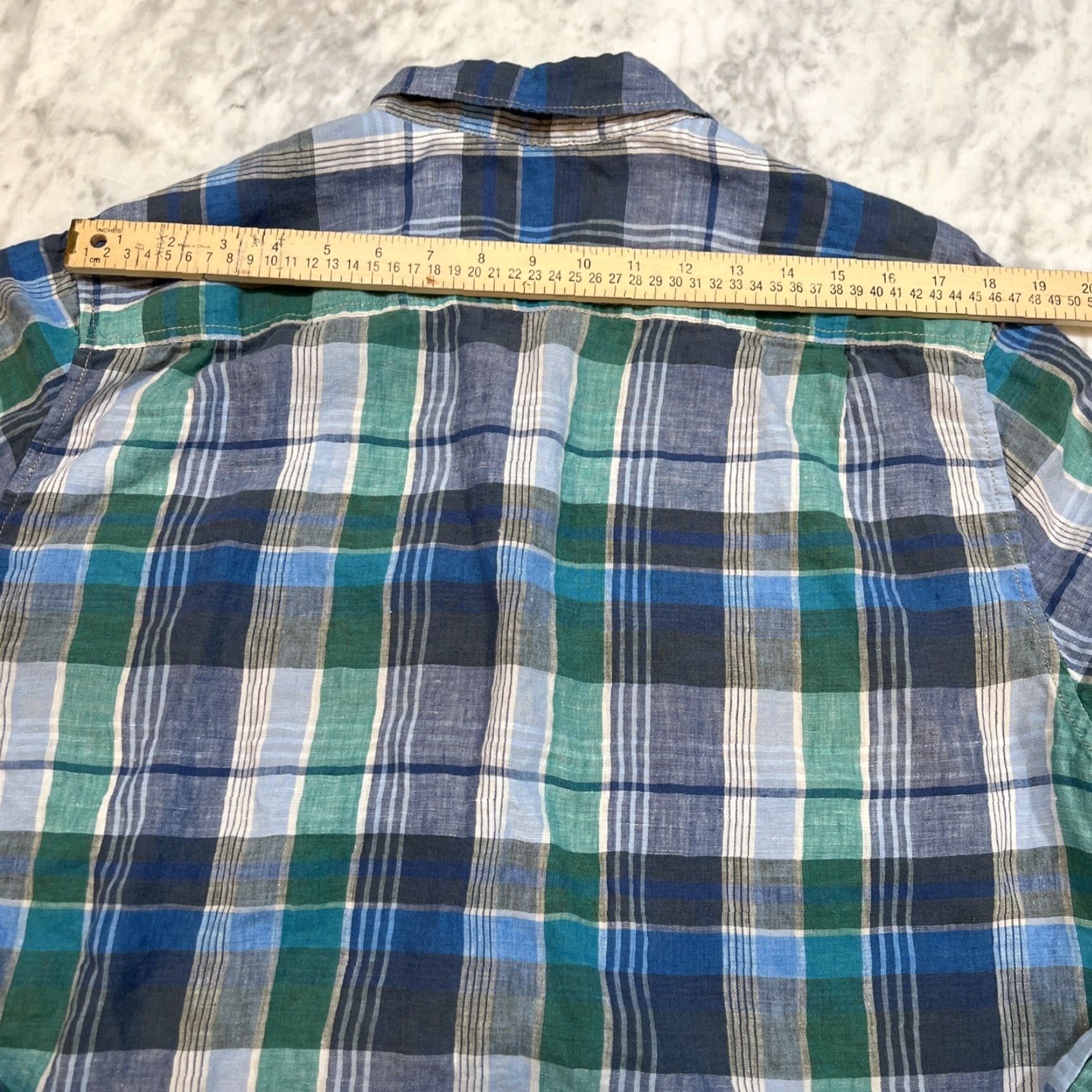Tommy Bahama Tommy Bahama Linen Shirt Men’s XL Long Sleeve Button Up Blues Greens Plaid Beach Collared Shirt Mens XL Blue Green Linen Button-Up Size US XL / EU 56 / 4 - 6 Thumbnail