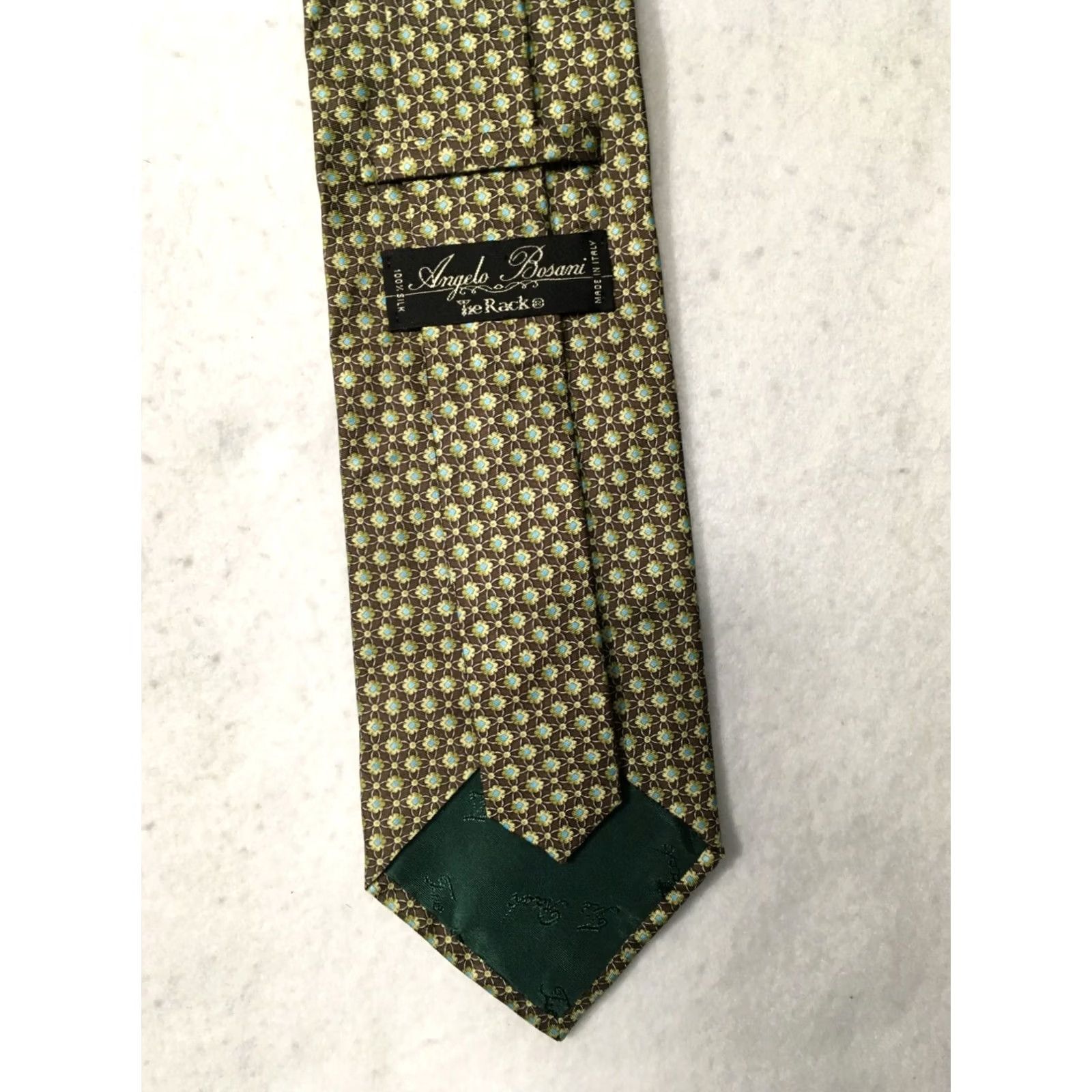 Vintage Angelo Bosani Tie Green 100% Silk Paisley Design Necktie Made in Italy Mens Size ONE SIZE - 2 Thumbnail