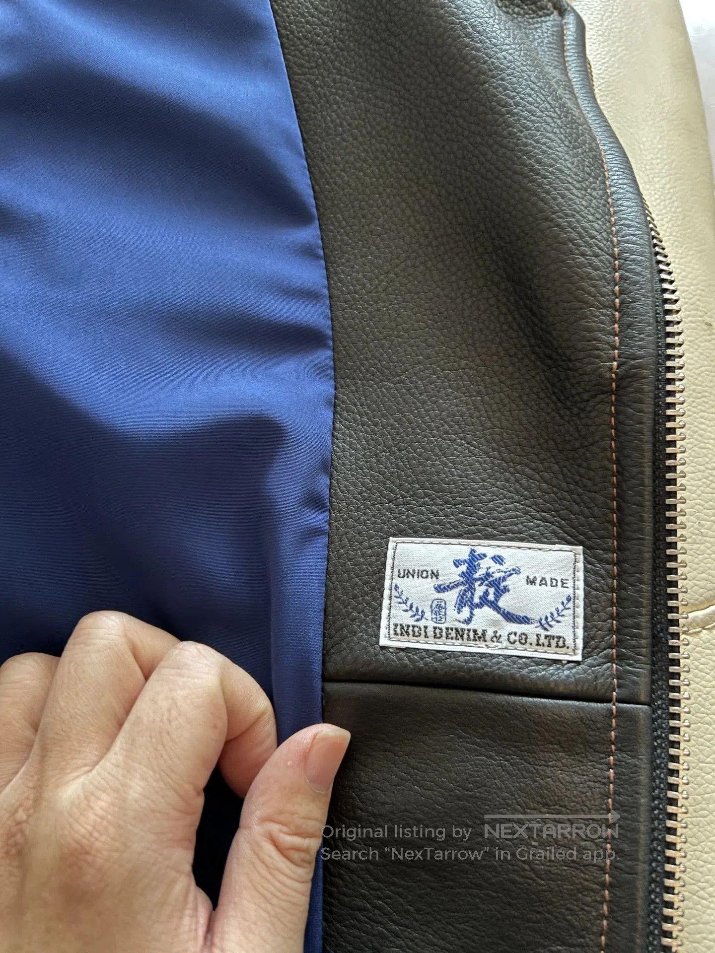 Japanese Brand INDI Leather Motorcycle Vest for Men. Size US L / EU 52-54 / 3 - 8 Thumbnail