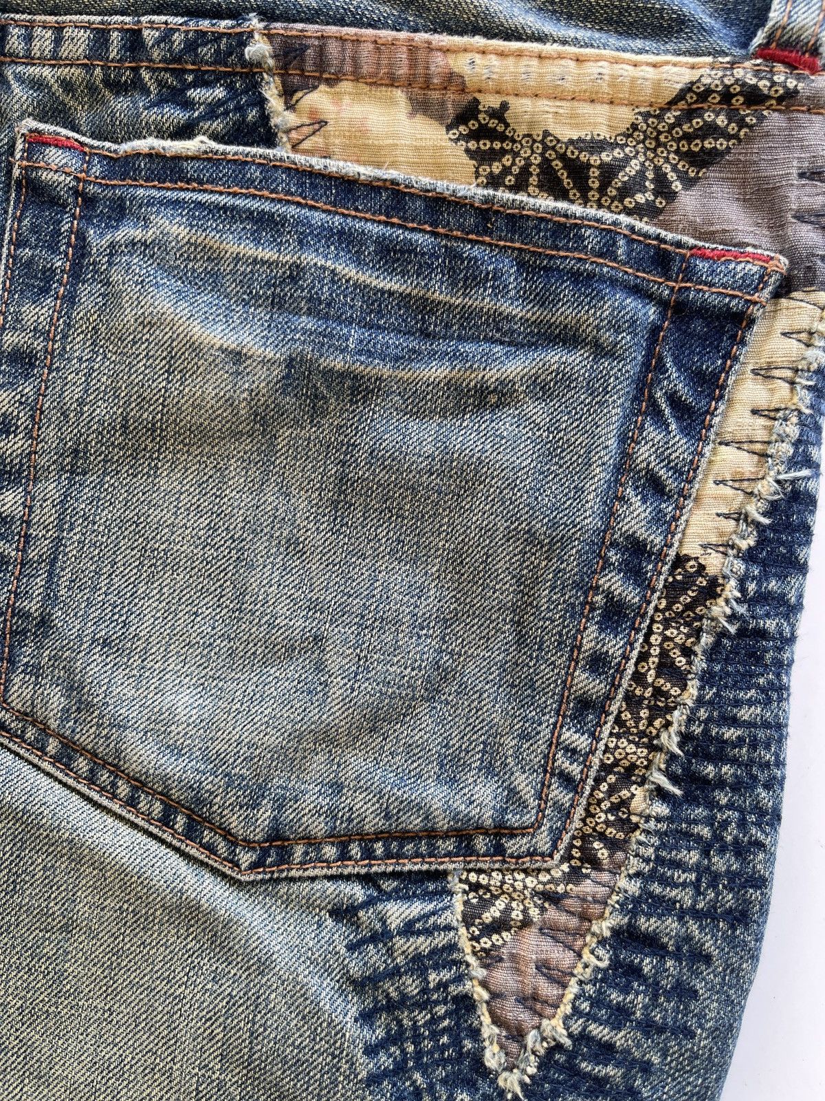Japanese Brand Takeo Kikuchi Patchwork Distressed Sashiko Boro Denim Size US 30 / EU 46 - 12 Thumbnail