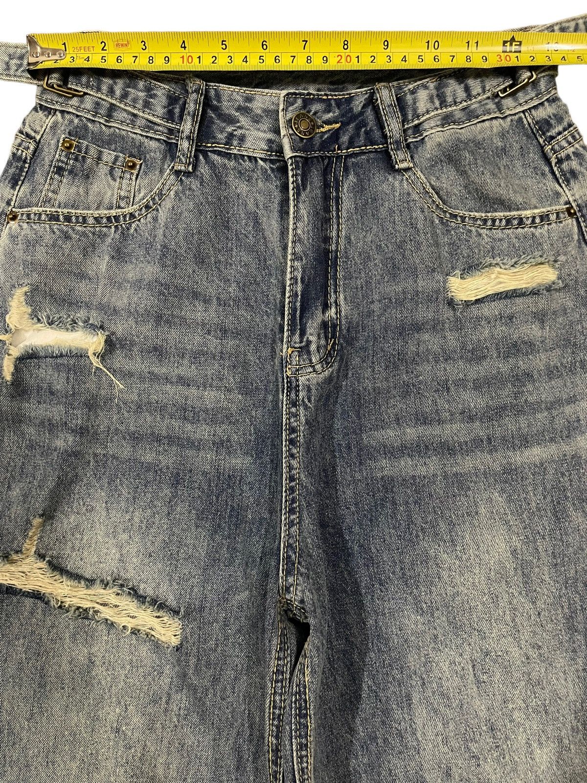Japanese Brand Vintage Japanese Brand Adjustable Waist Distress Baggy Jeans Size 26" / US 2 / IT 38 - 8 Thumbnail
