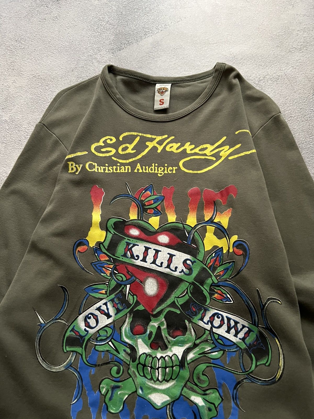 Ed Hardy Vintage Y2k Skull☠️ Love Kills Slowly❤️‍🩹 Long Sleeve 00’s Size US S / EU 44-46 / 1 - 3 Thumbnail