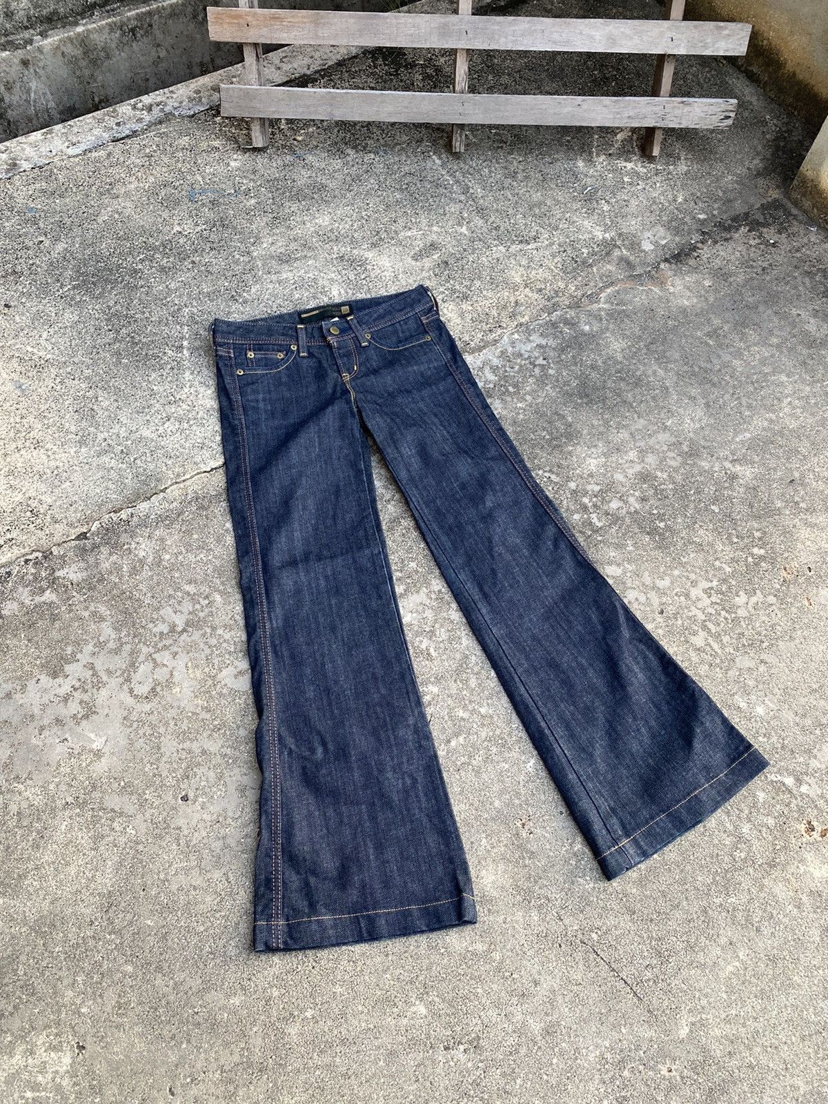 image of Made In Japan Gap Bootcut Flared Wide Leg Denim Pants in Blue Denim, Women's (Size 28)