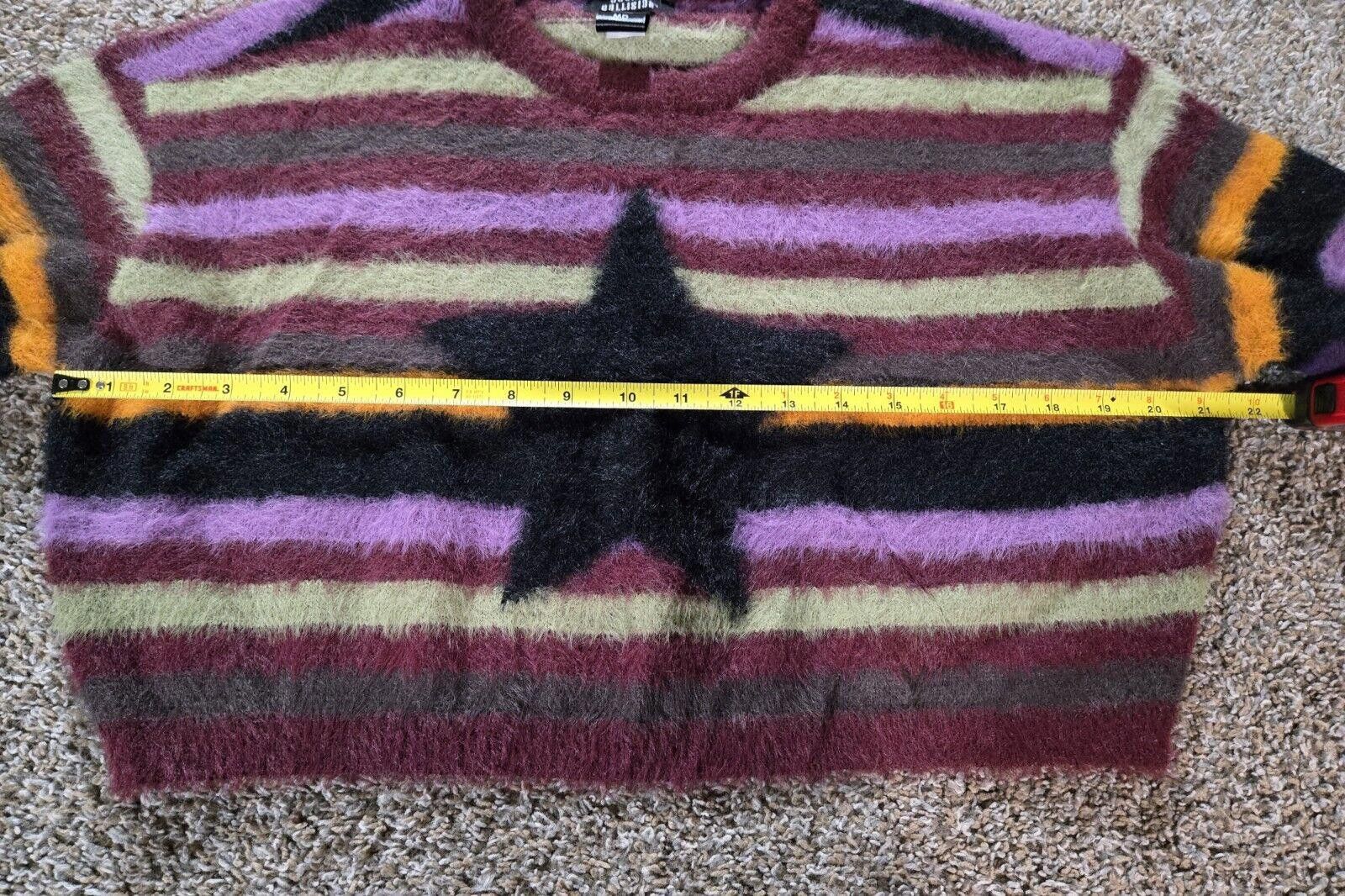 Designer Cropped Social Collision Striped Sweater Sz M Hot Topic NWT Size M / US 6-8 / IT 42-44 - 2 Thumbnail
