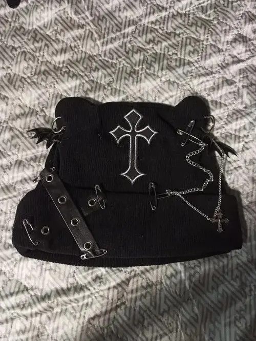Other Gothic Knitted Cat Ear Hat Size ONE SIZE - 1 Thumbnail