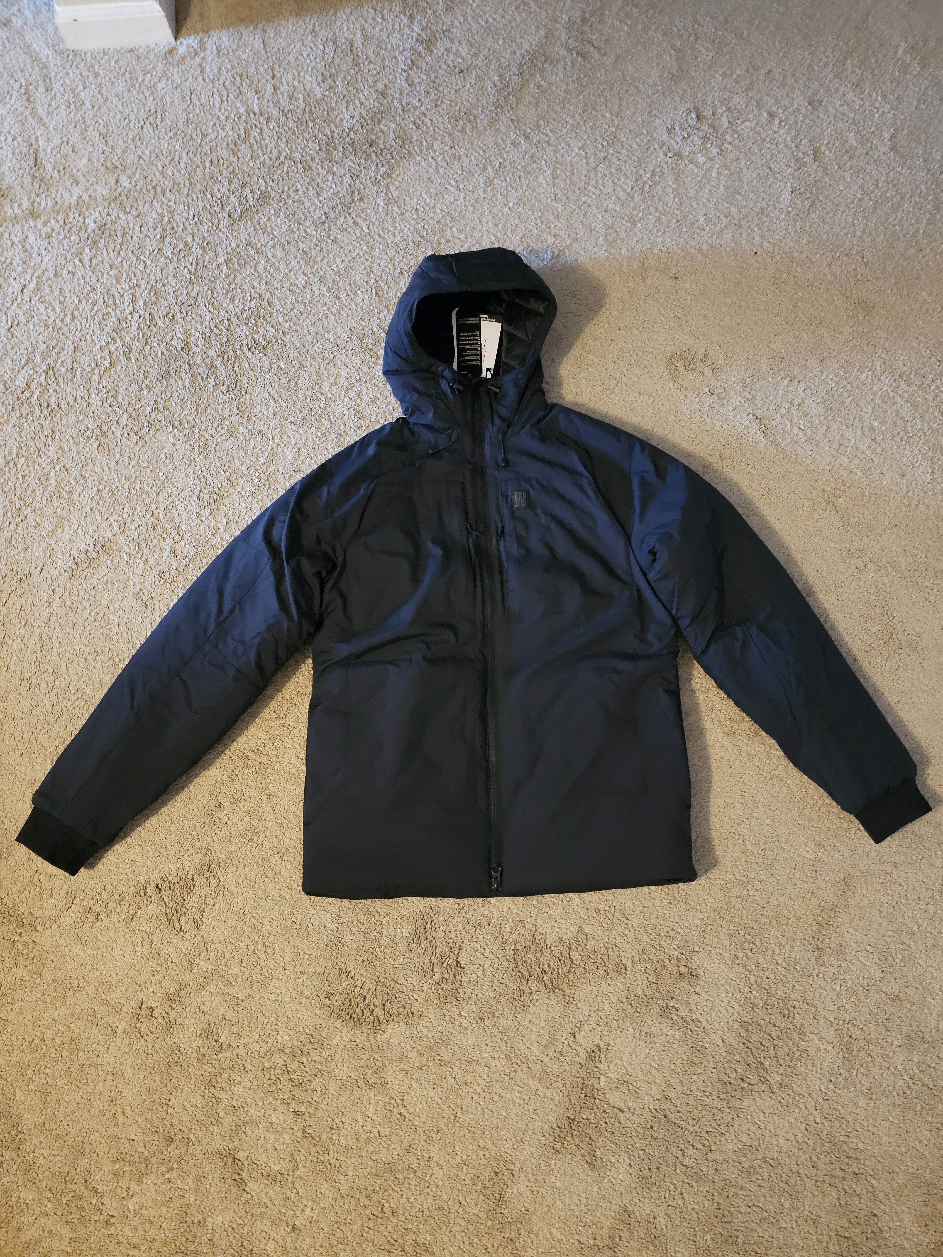 Image of Topo Designs Mountain Puffer Hoodie in Black, Men's (Size Small)