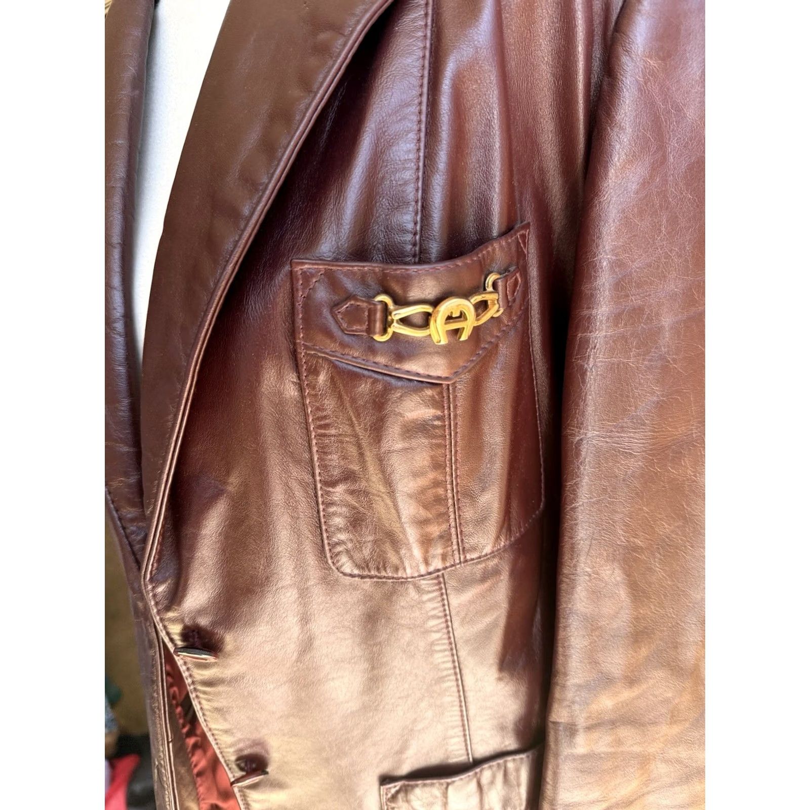 Etienne Aigner VINTAGE Etienne Aigner Oxblood Leather Blazer Size 14 Blazer Womens 80s 90s City Classic Designer Horsebit Jacket Size XL / US 12-14 / IT 48-50 - 5 Thumbnail