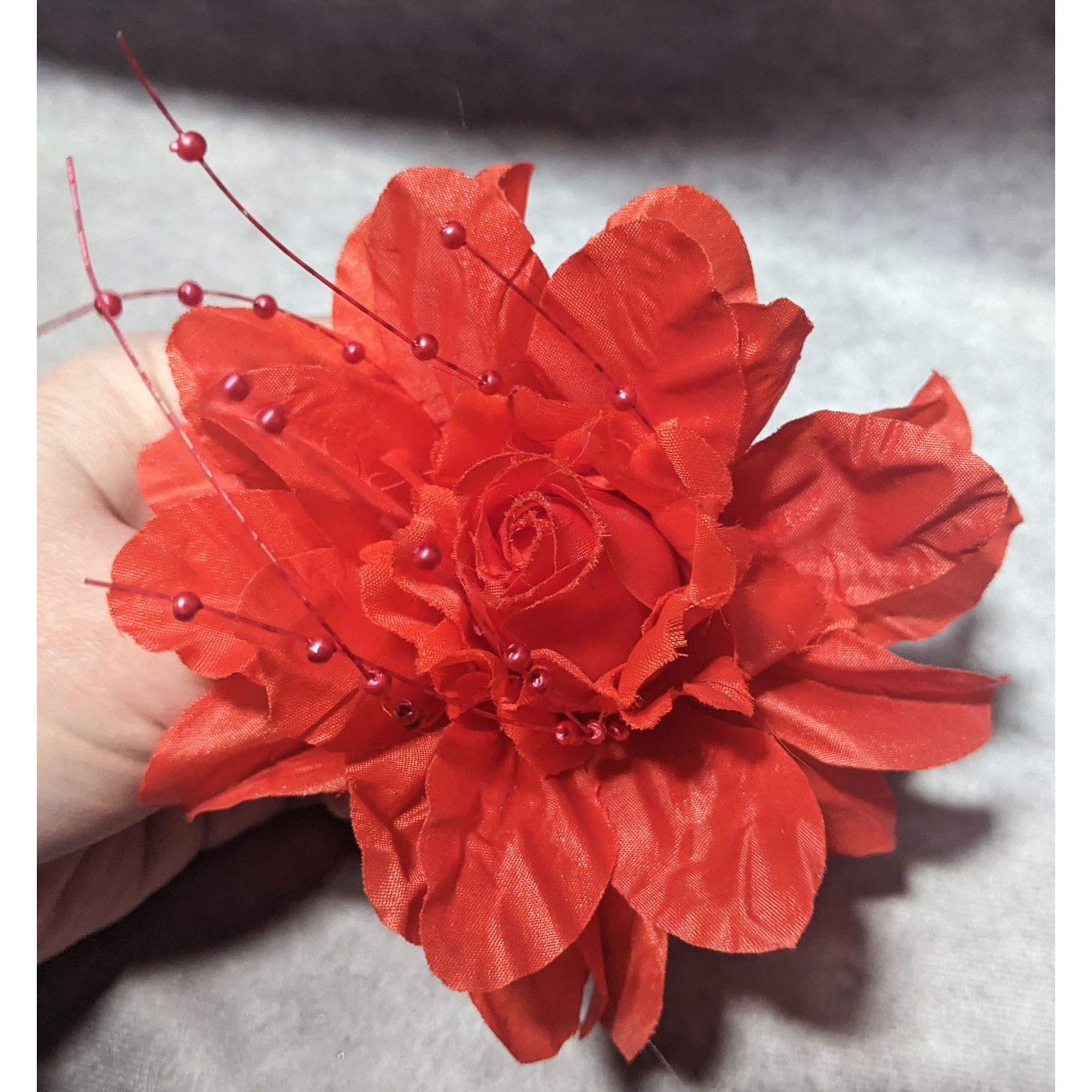 Other Red Floral Cottagecore Brooch With Bead Accents Size ONE SIZE - 6 Thumbnail
