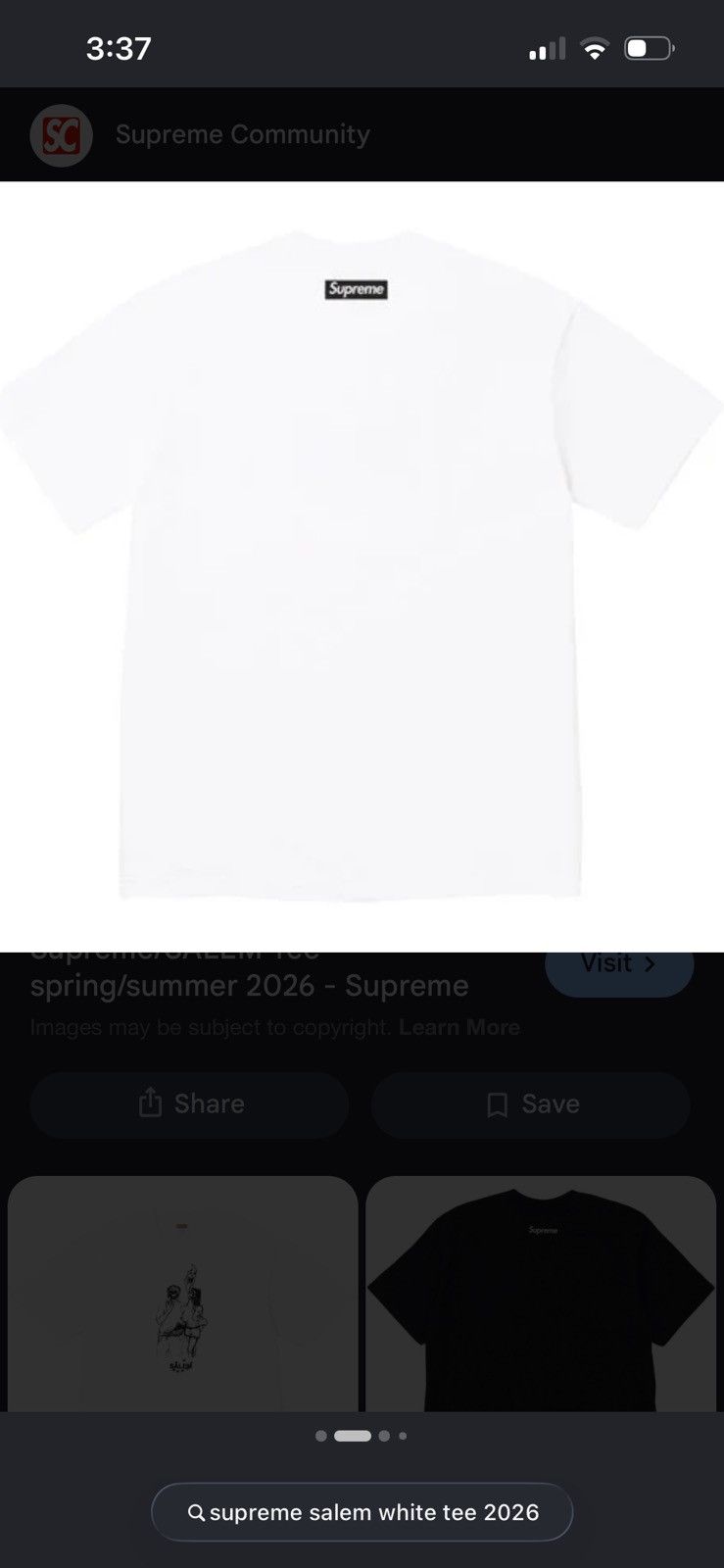 Supreme Supreme Salem White Tee Size US L / EU 52-54 / 3 - 9 Thumbnail