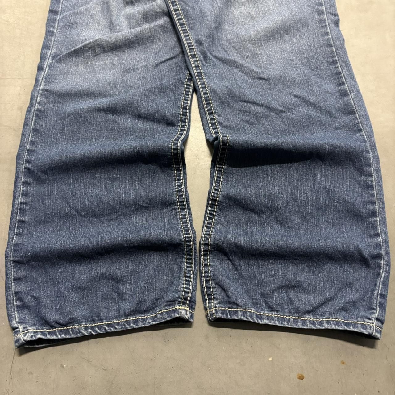 Vintage Crazy Vintage Y2K/2000s Baggy WallFlower Low rise Wideleg Dark Blue Wash Denim Jeans! Size US 32 / EU 48 - 3 Thumbnail