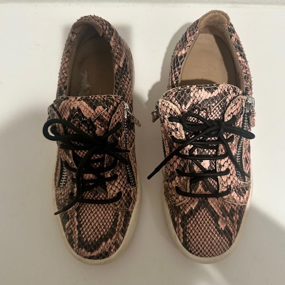 Giuseppe Zanotti Giuseppe Zanotti Leather Sneaker Rose Pink Snake Print EU 38 Size US 7 / IT 37 - 4 Thumbnail