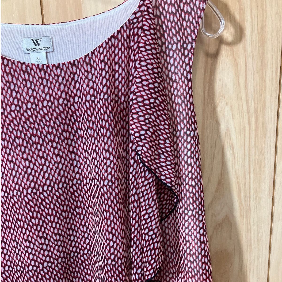 Worthington Worthington Red White Polka Dot Ruffled Sleeveless Blouse XL Size XL / US 12-14 / IT 48-50 - 5 Thumbnail