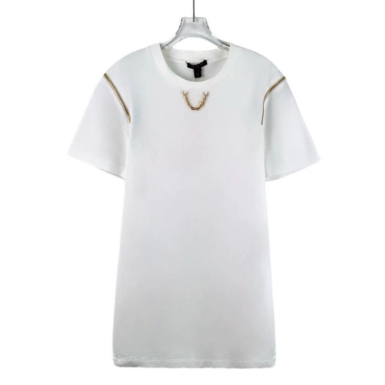 Louis Vuitton Louis Vuitton 23 White Chain Cotton Crew Neck Short Sleeve Size S / US 4 / IT 40 - 1 Thumbnail