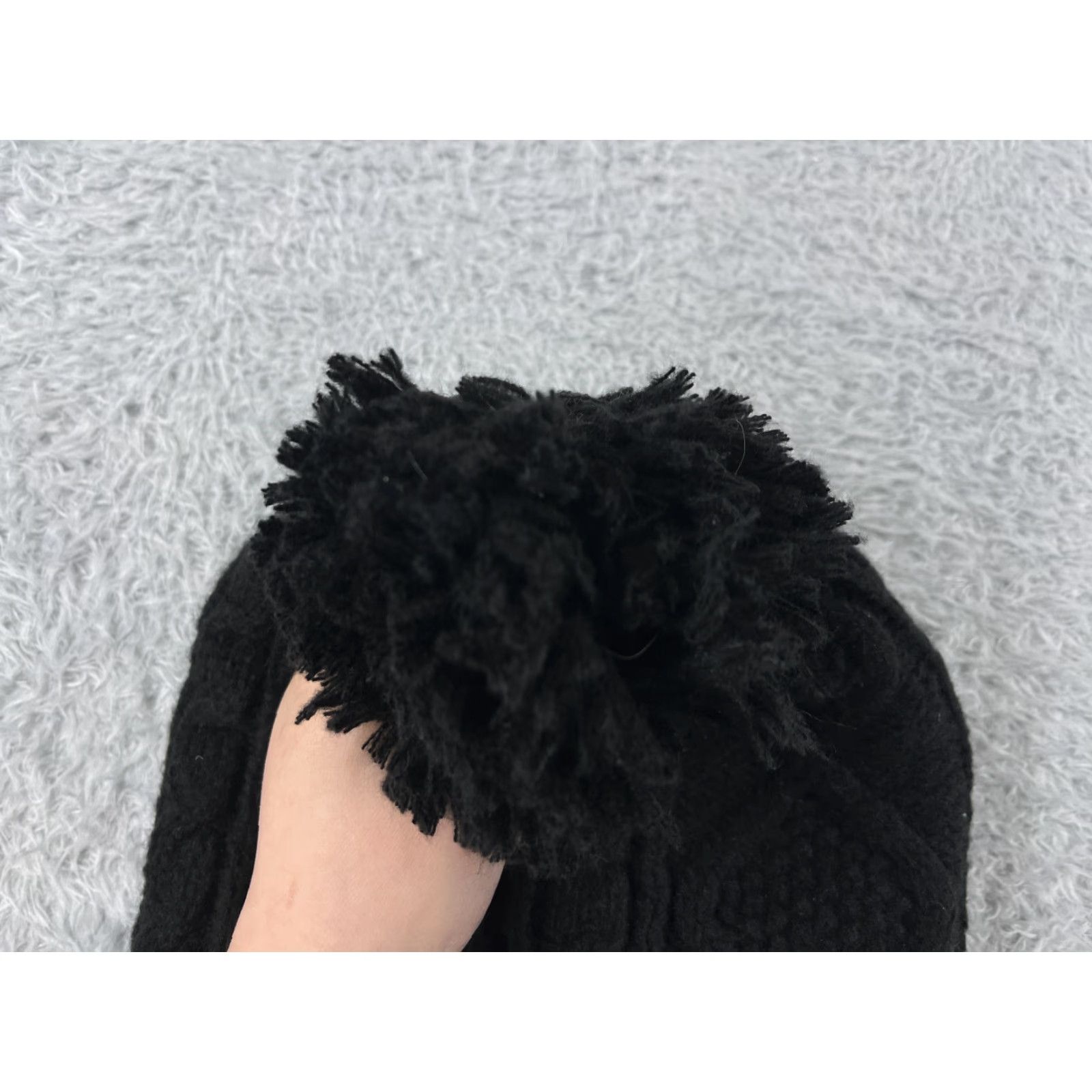 Vintage Sonoma Beanie Adult One Size Black Cable Knit Polyester Lined Ski Pom Size ONE SIZE - 3 Thumbnail