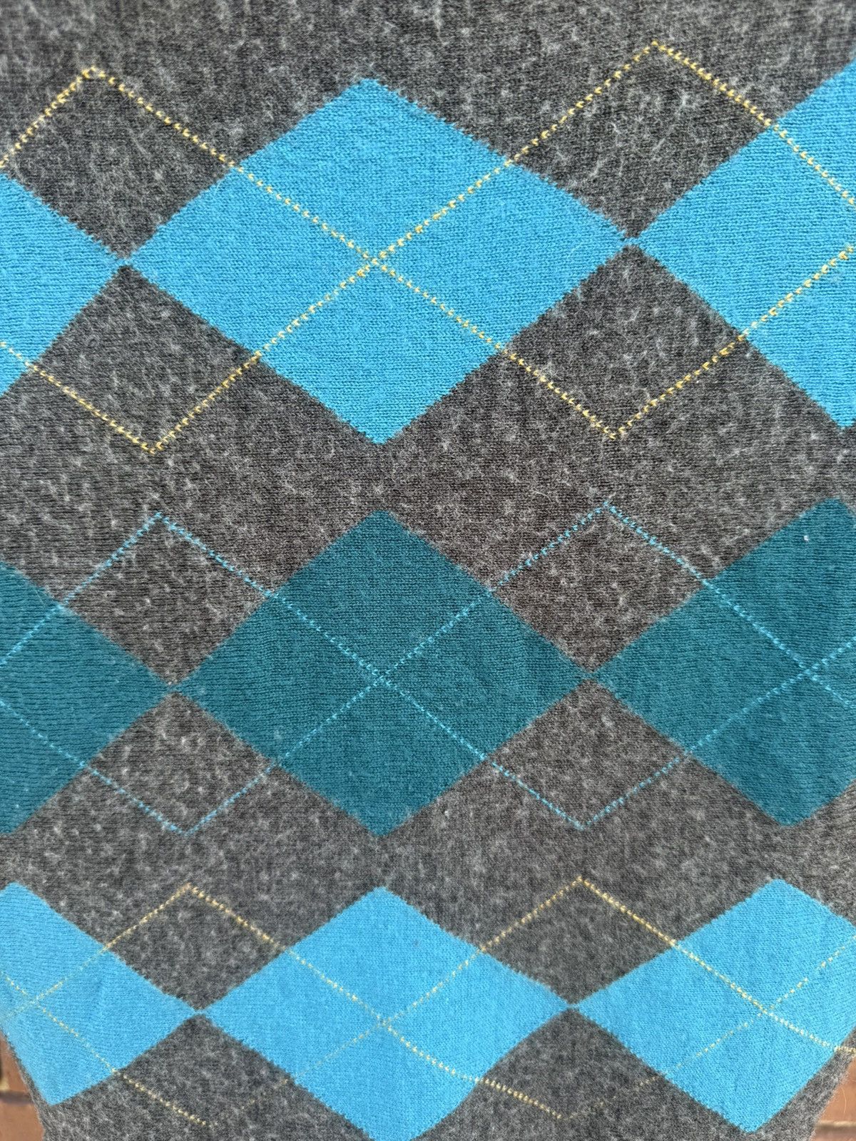 Other The Limited Gray Turquoise Teal Argyle Wool Blend Sweater Size XS / US 0-2 / IT 36-38 - 3 Thumbnail