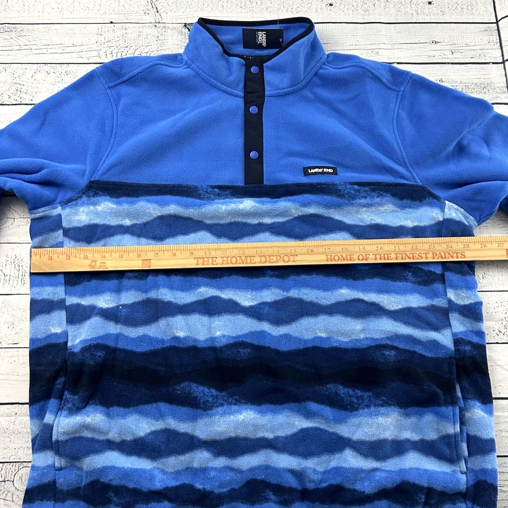 Lands' End Lands' End Pullover Jacket Snap Button Fleece Blue XL Men Size US XL / EU 56 / 4 - 6 Thumbnail