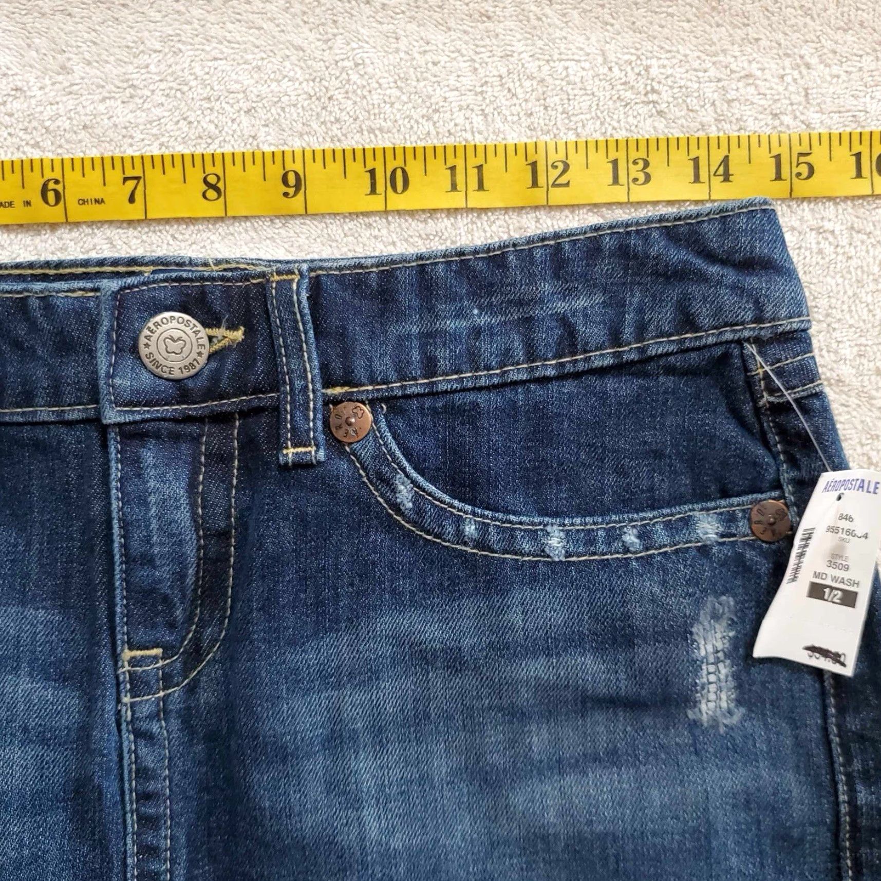Vintage Aeropostale Jean Skort Womens 1/2 Mid Wash NWT MSRP 4.50 Size 25" / US 0 / IT 36 - 5 Thumbnail