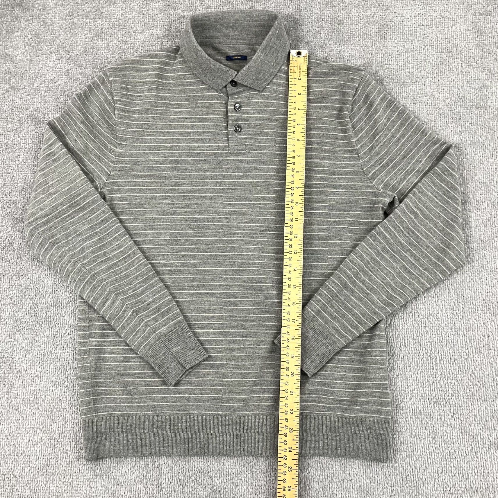 Ralph Lauren Polo Ralph Lauren Polo Sweater Mens S/M Gray Striped Wool Blend Collar Jumper Size US S / EU 44-46 / 1 - 3 Thumbnail