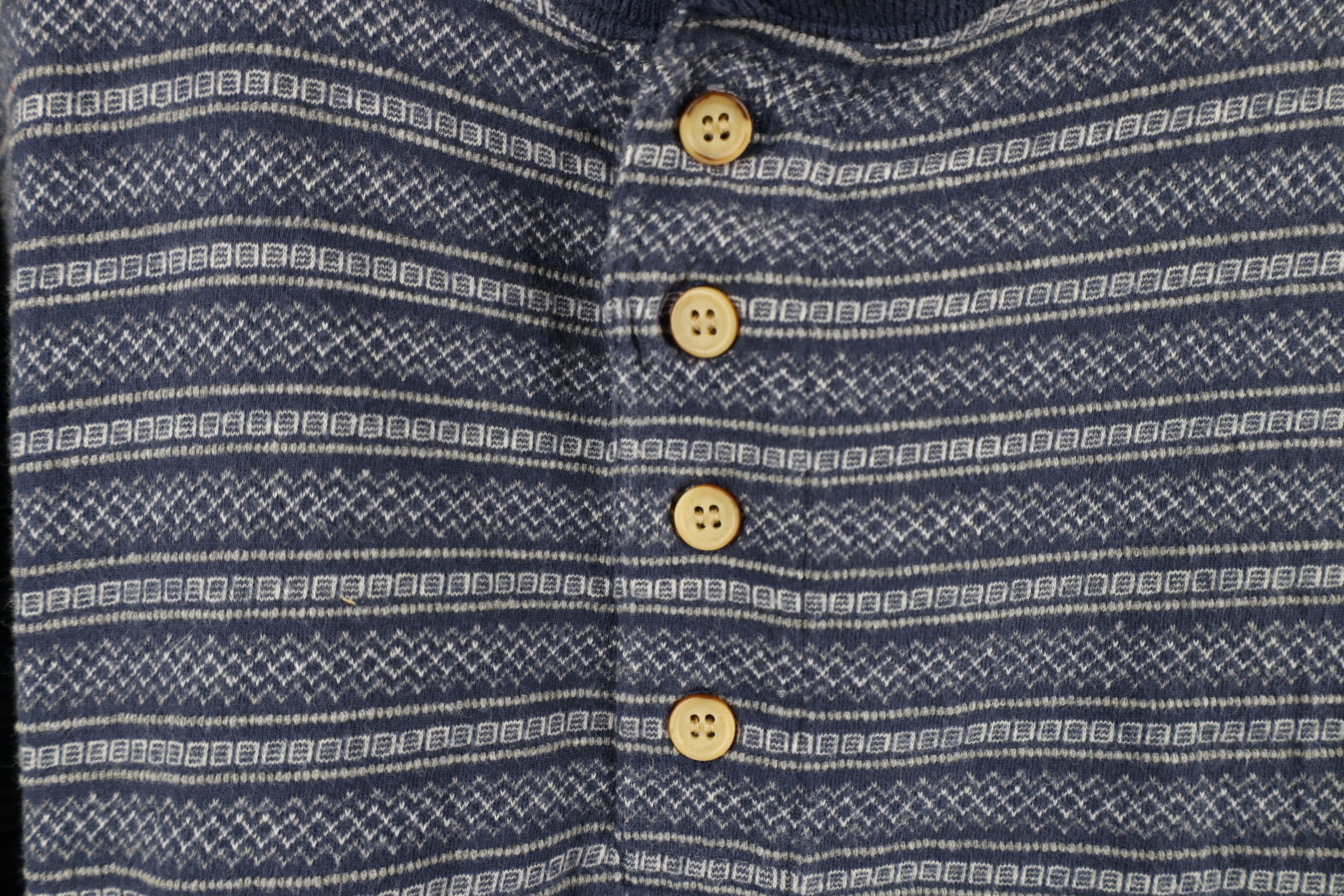 Vintage Vintage 90s Streetwear Striped Geometric Henley T-Shirt Blue Size US M / EU 48-50 / 2 - 4 Thumbnail