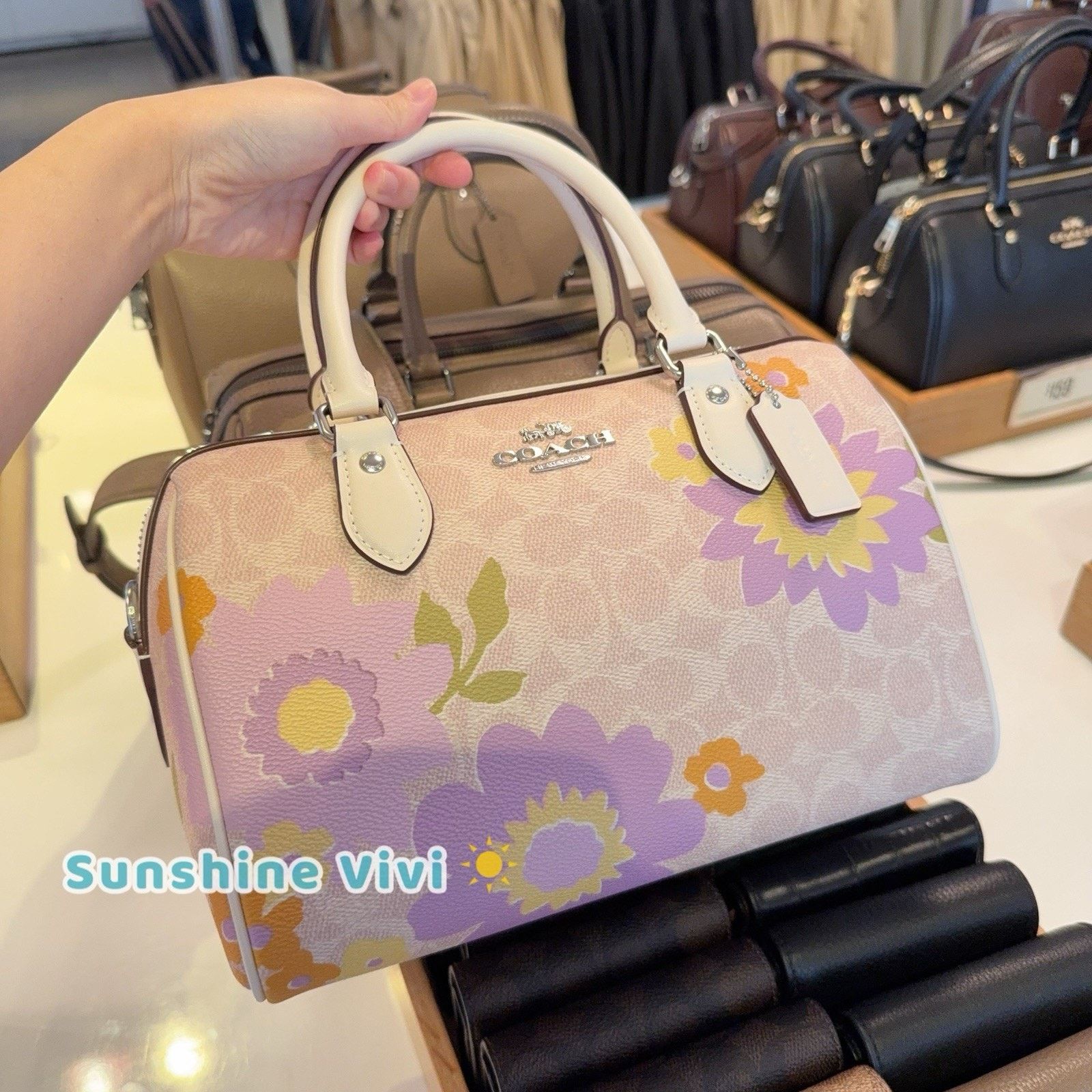 Coach NWT COACH CBG72 Rowan Satchel Bag Floral Silver/Sand Size ONE SIZE - 1 Thumbnail