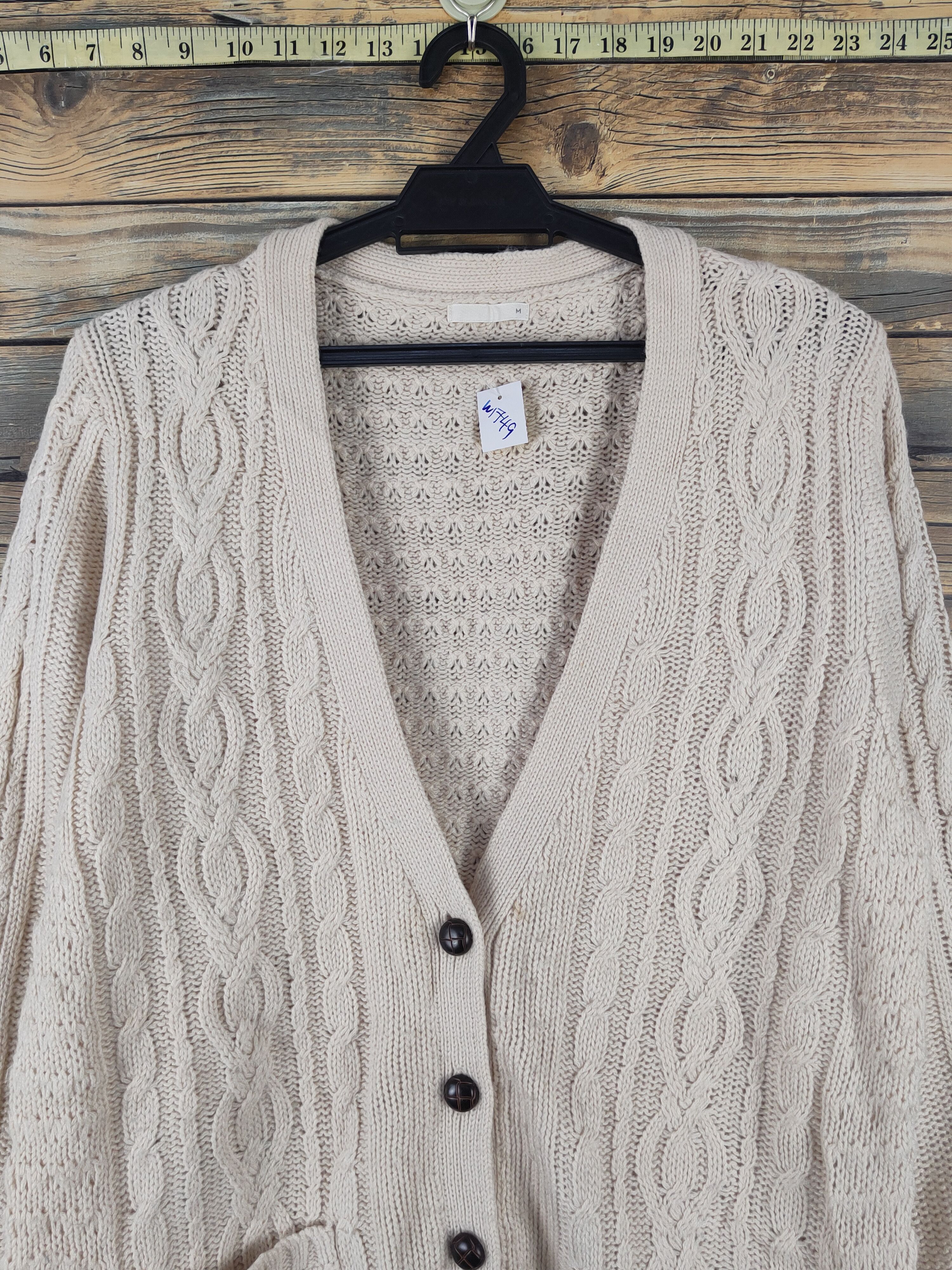 Aran Isles Knitwear Japanese Brand Beige cable Knitwear Cardigan #W1749 Size US M / EU 48-50 / 2 - 2 Thumbnail