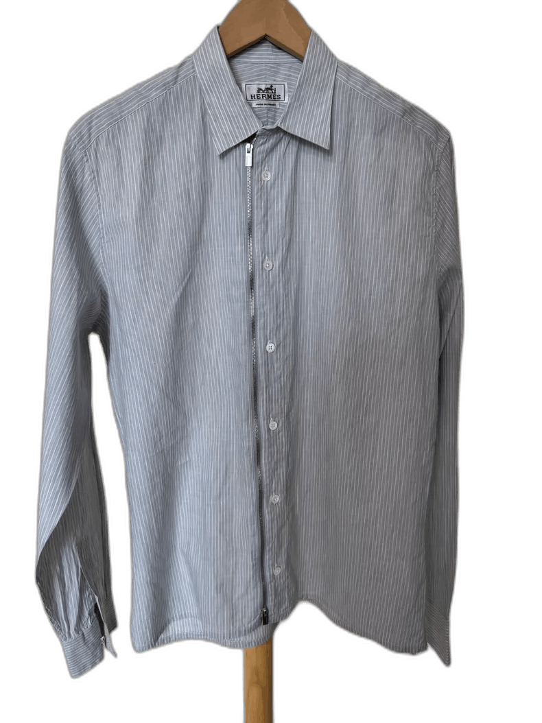 Hermes Hermes Linen Shirt Jacket with Stripes Size US M / EU 48-50 / 2 - 1 Thumbnail