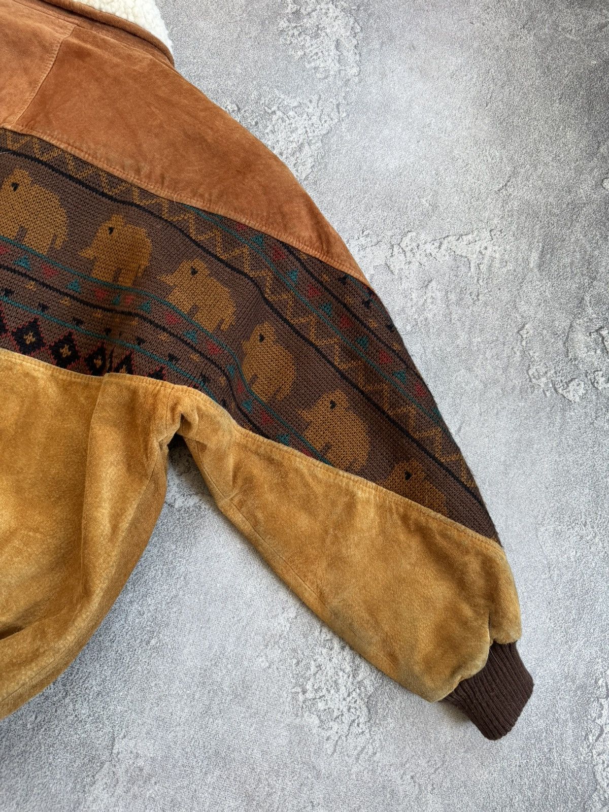 Cowboy Equipment Western Aztec suede leather retro lined bomber jacket 90s Size US S / EU 44-46 / 1 - 18 Thumbnail