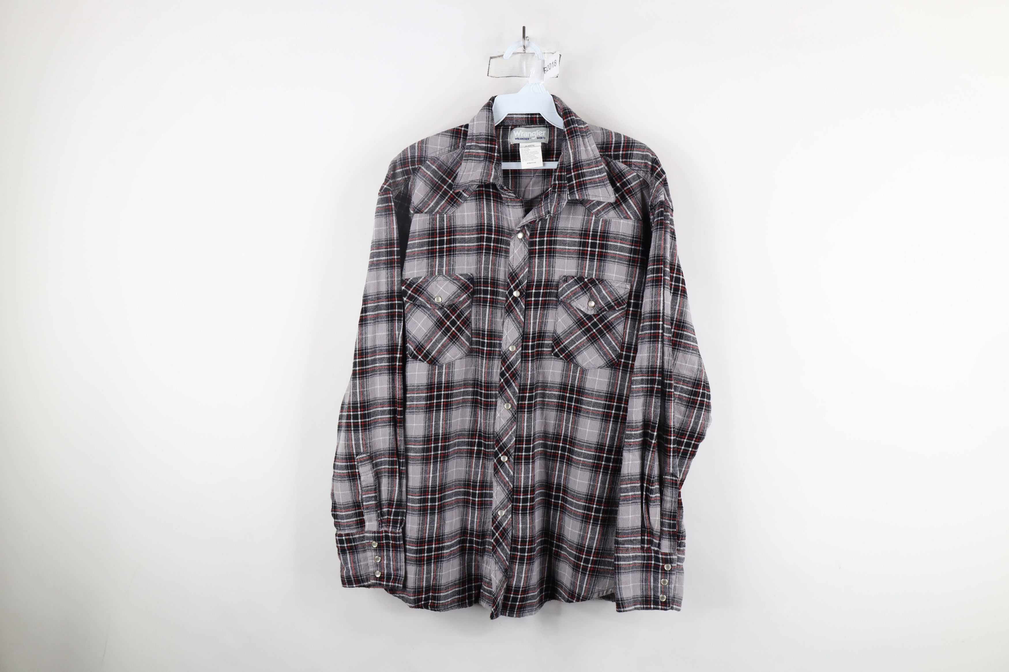 Vintage × Wrangler Vintage Wrangler Western Snap Button Collared Shirt Plaid Size US XL / EU 56 / 4 - 1 Thumbnail