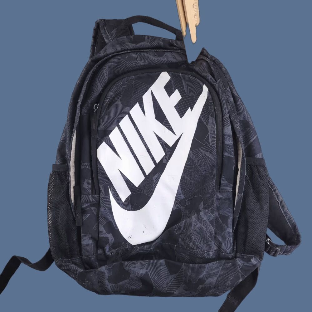 Nike Nike Backpack Black Medium Size Bag Bookbag Big Logo Spellout Strap Nylon Polyester Men Size ONE SIZE - 1 Thumbnail