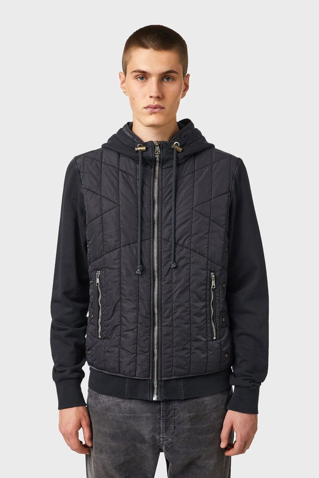 DIESEL J-VESTER QUILTED COTTON-BLEND HOODED JACKET