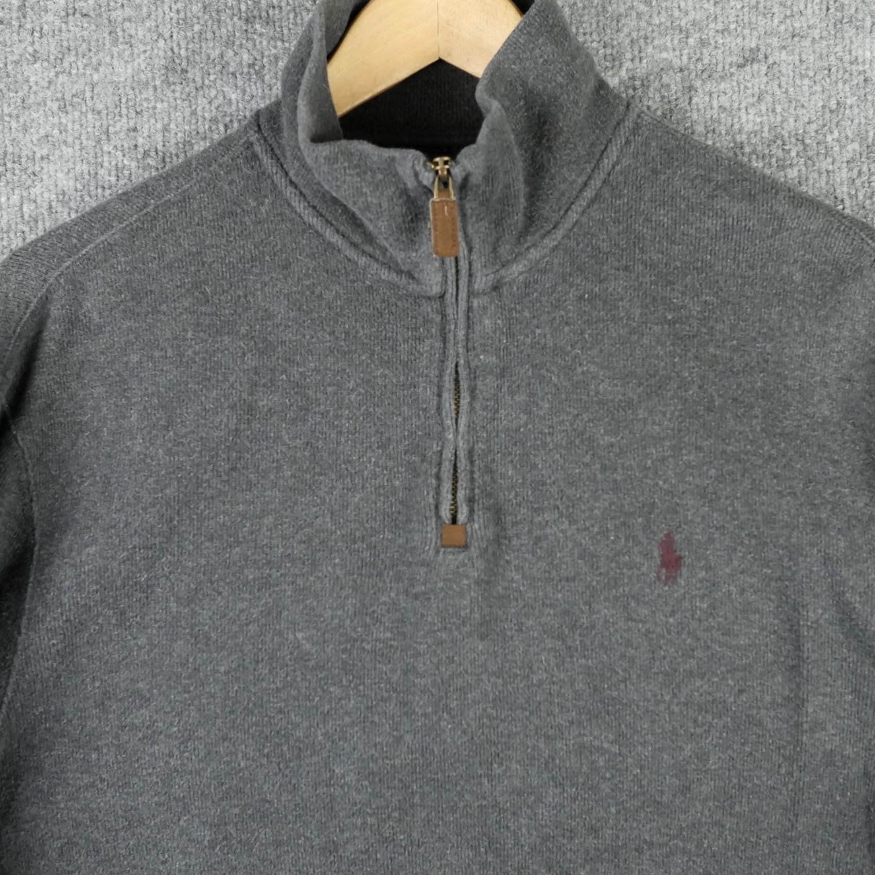 Polo Ralph Lauren Polo Ralph Lauren Sweater Mens Medium Gray Cotton 1/4 Zip Mock Neck Pullover Size US M / EU 48-50 / 2 - 2 Thumbnail