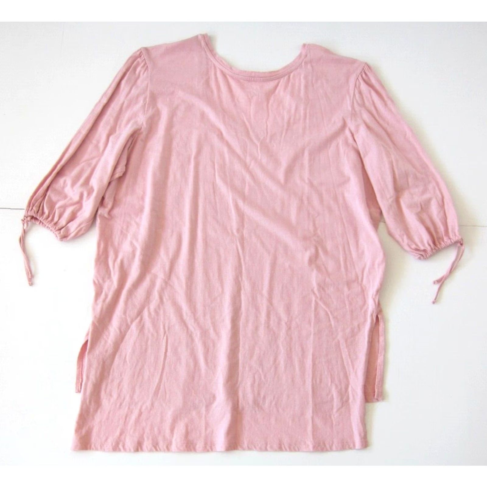Vintage Roaman's 100% Cotton Pink 3/4 Sleeve Scoop Neck T-Shirt Tunic Blouse Large Women Size XXL / US 16-18 / IT 52-54 - 2 Thumbnail