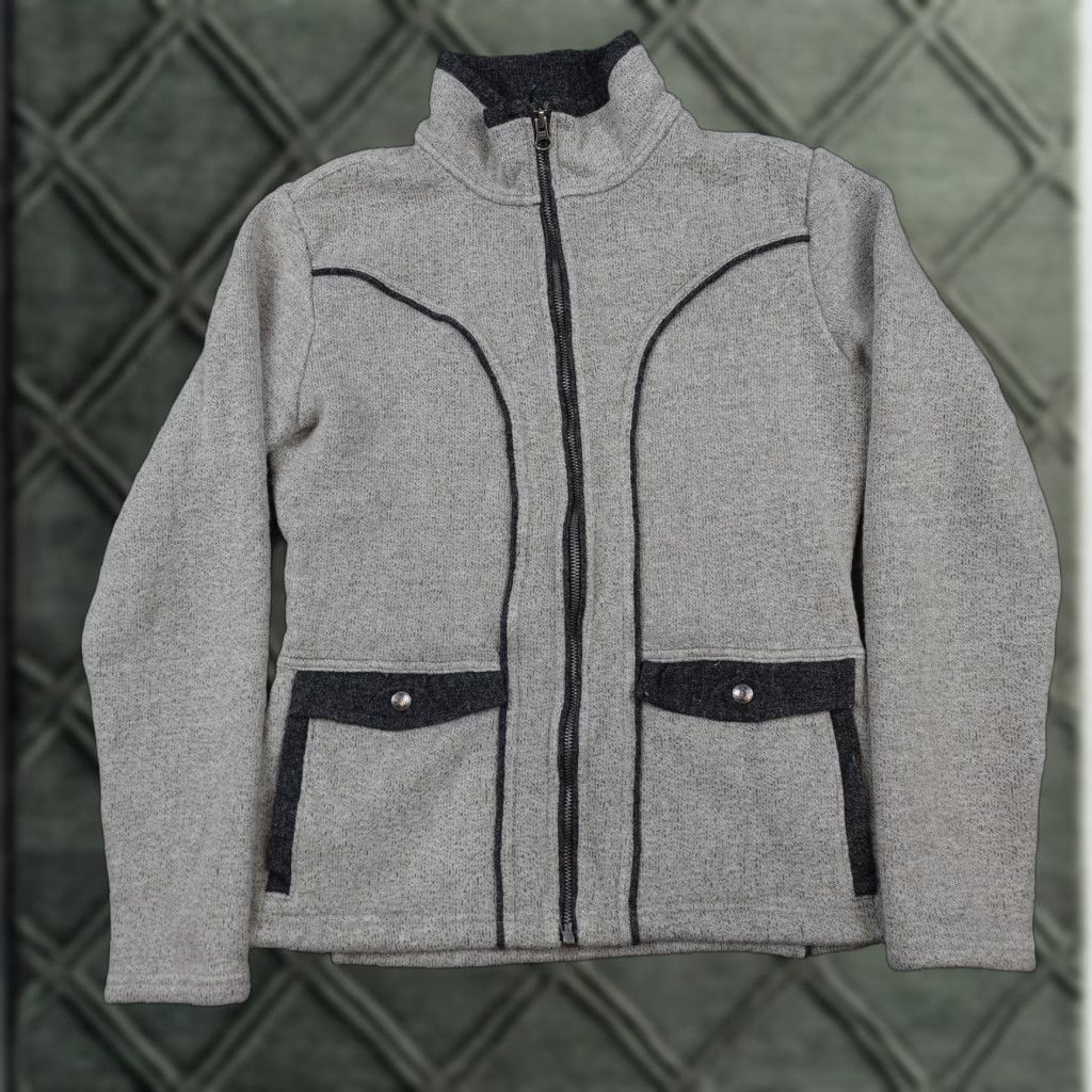 VINTAGE KÜHL Wisteria Sweater Fleece Jacket Womens M Gray Full Zip Hiking