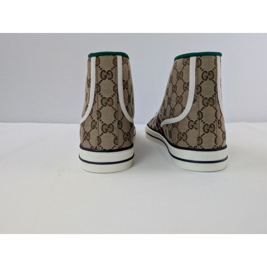 Gucci o1rshd1 Tennis 1977 Canvas High-Top Sneakers in Beige Ebony Size US 11 / EU 44 - 12 Thumbnail