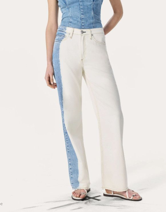 Rag & Bone Rag & Bone Logan Jeans Featherweight in Bleach Stripe ( 28 ) Size 28" / US 6 / IT 42 - 2 Thumbnail