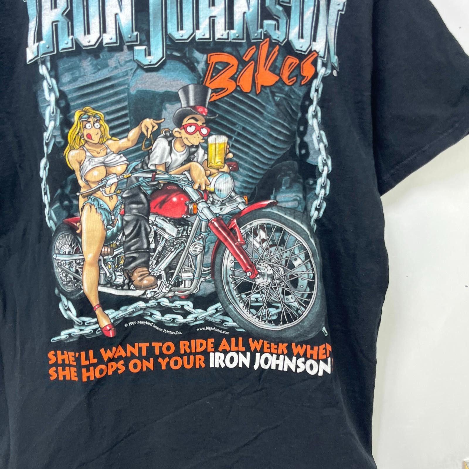 Vintage Vintage Iron Big Johnson Bikes 90s T-Shirt XL Boobs Size US XL / EU 56 / 4 - 2 Thumbnail