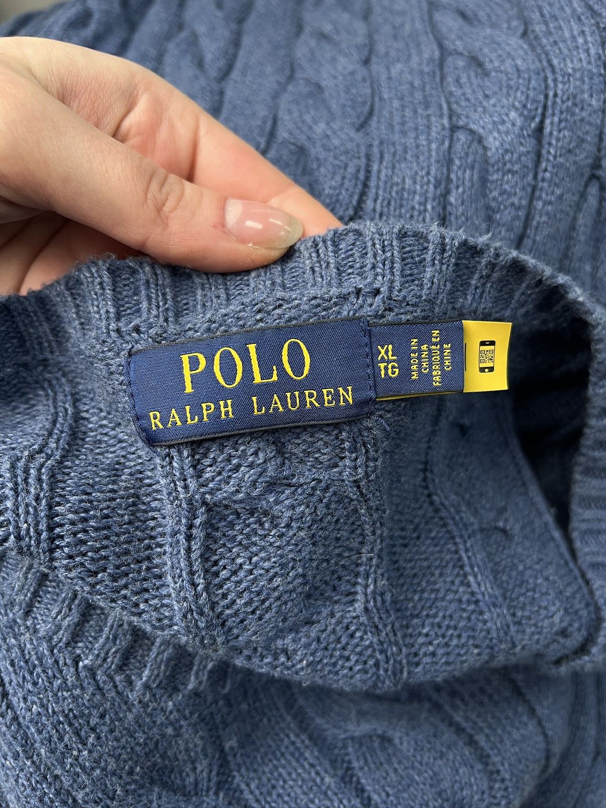 Polo Ralph Lauren Blue Knit Sweater Cable Knit Vintage Cozy Casual Style Size US XL / EU 56 / 4 - 8 Thumbnail
