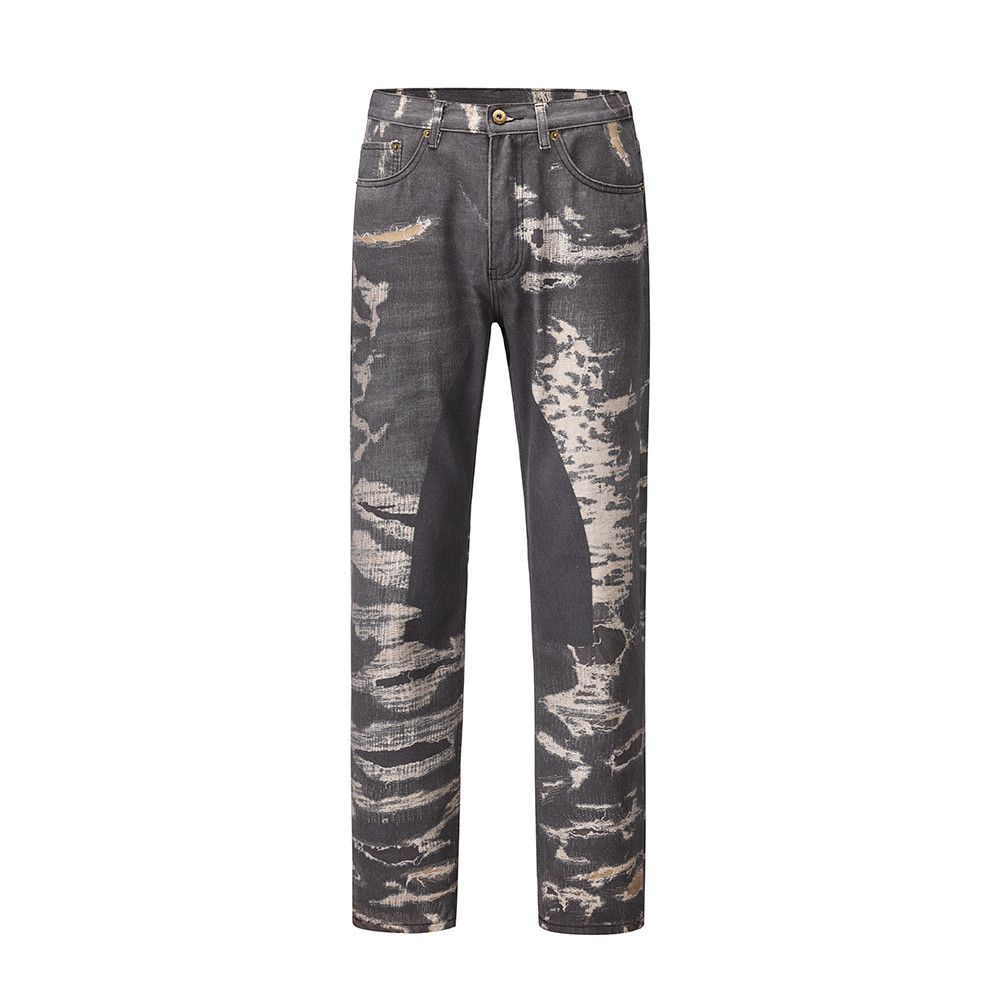 Jean × Vintage Distressed Patchwork Straight Baggy Jeans Size US 30 / EU 46 - 1 Thumbnail