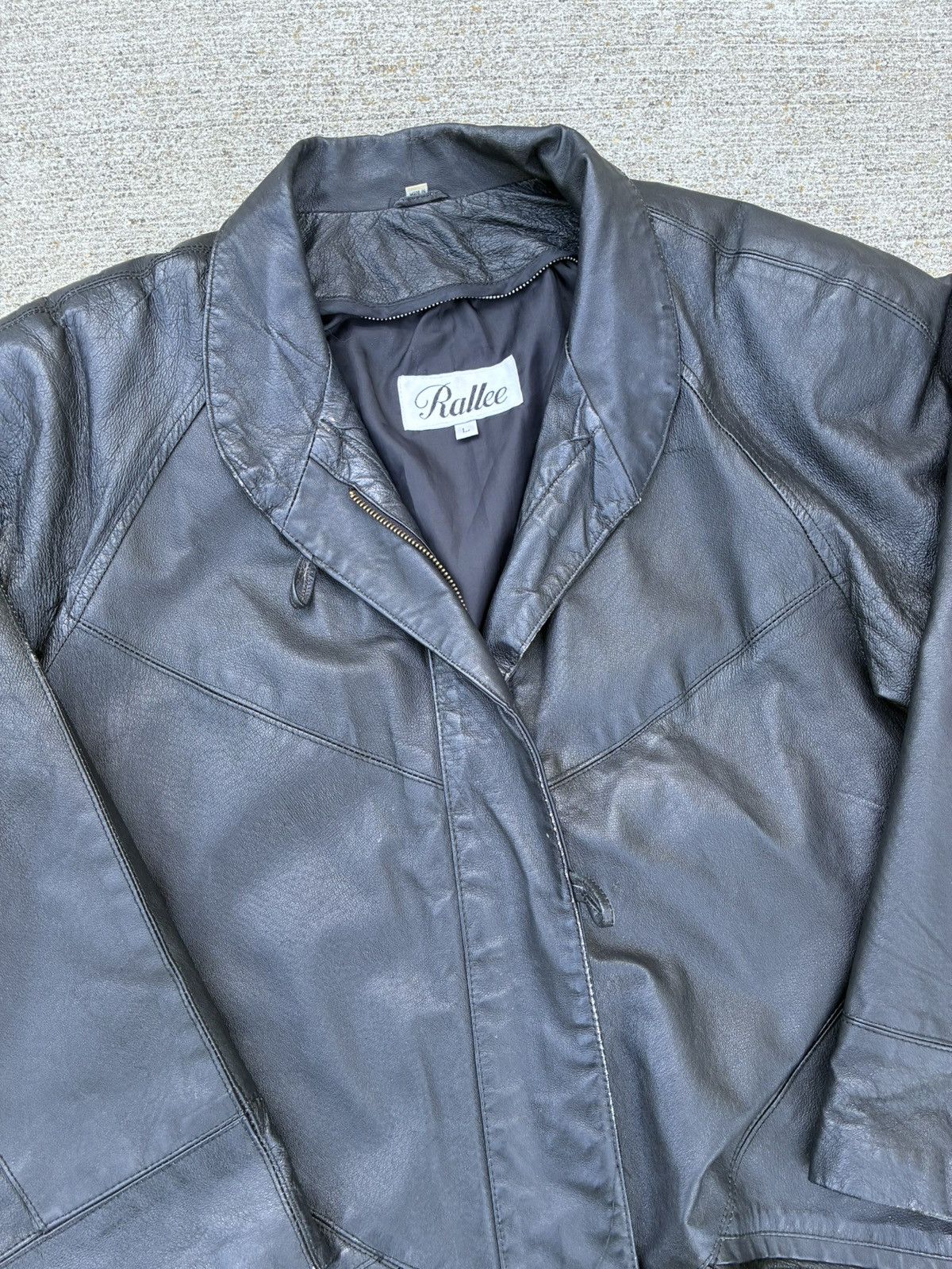 Leather × Vintage Vintage y2k chic Rallee black leather overcoat jacket Size L / US 10 / IT 46 - 2 Thumbnail