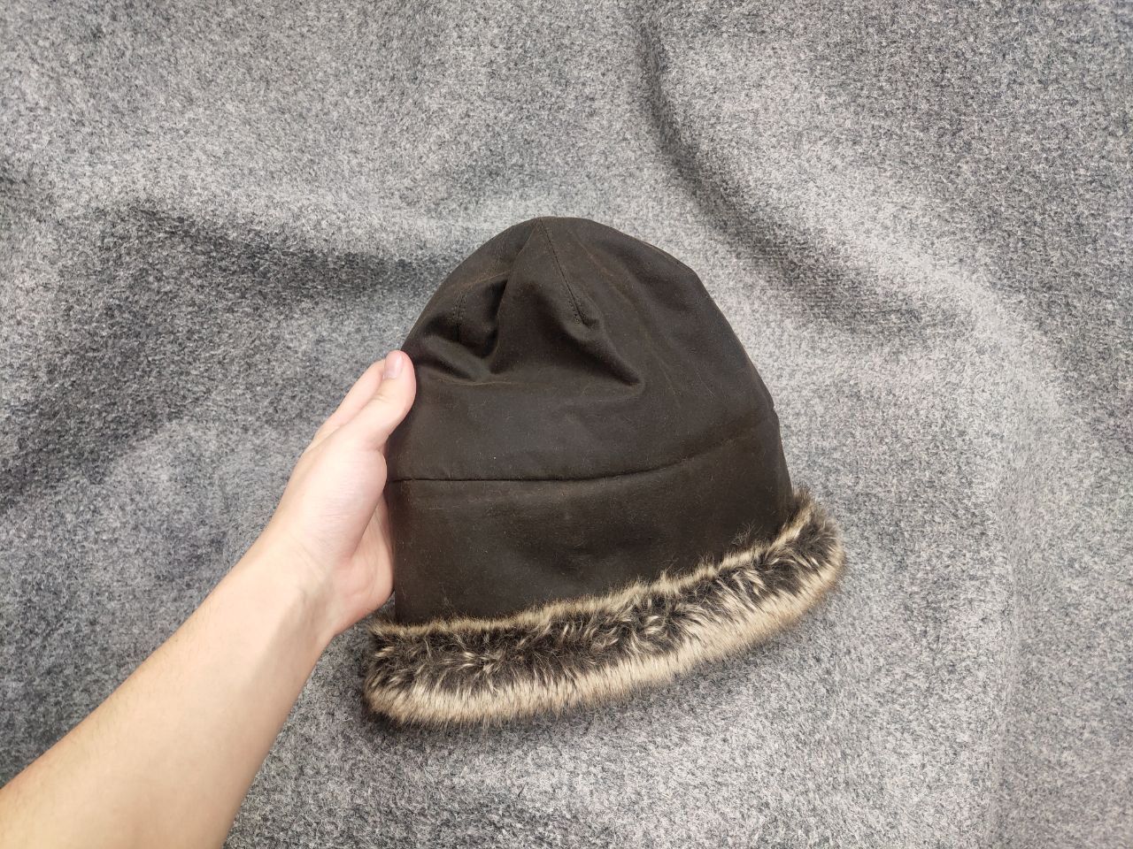 Barbour Barbour Ambush Waxed Unisex Hat Faux Fur Olive Fleece Lining Size ONE SIZE - 14 Thumbnail