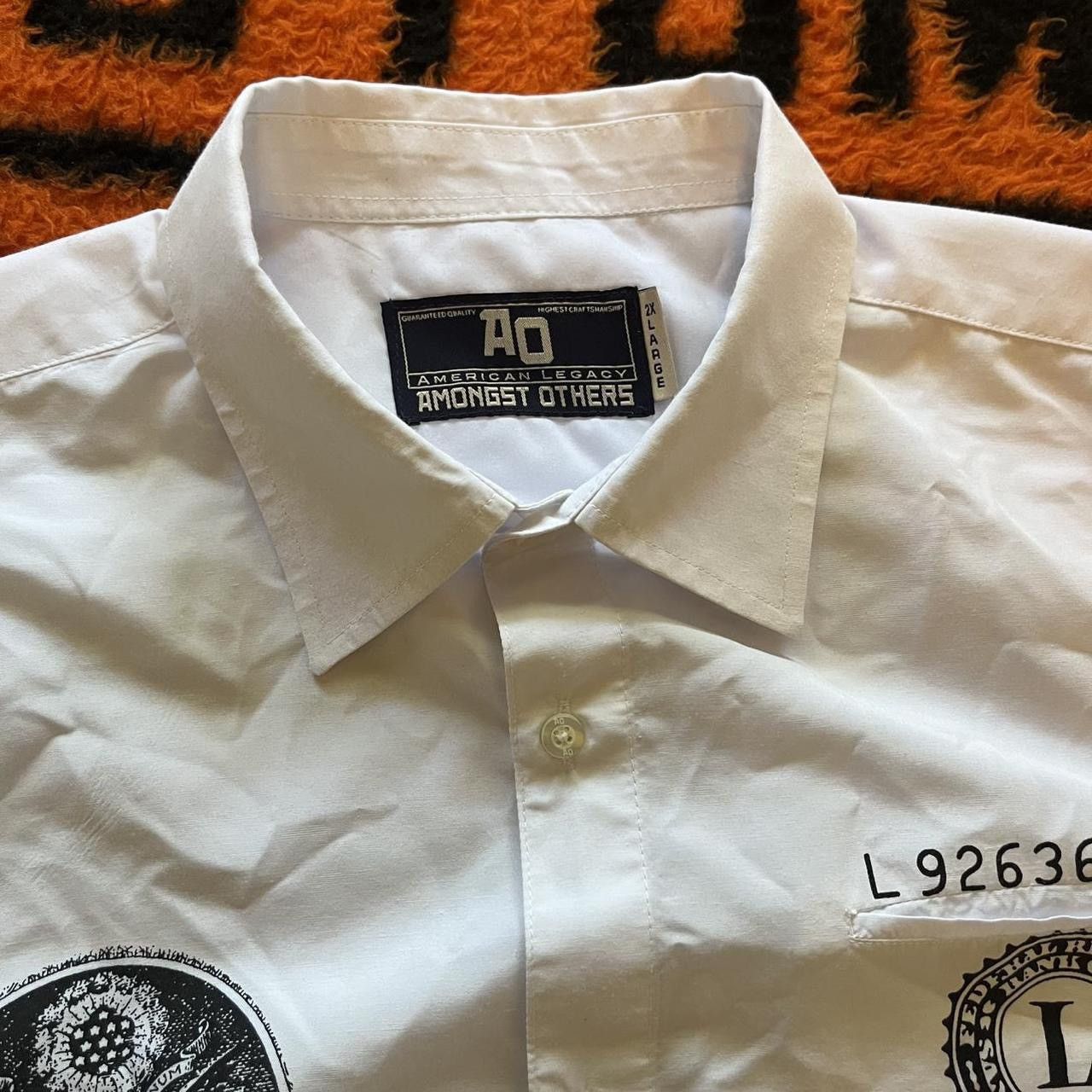 Band Tees × Vintage Vintage Y2K 100 Dollar Bill White Collard Button Up Shirt Size US XXL / EU 58 / 5 - 2 Thumbnail