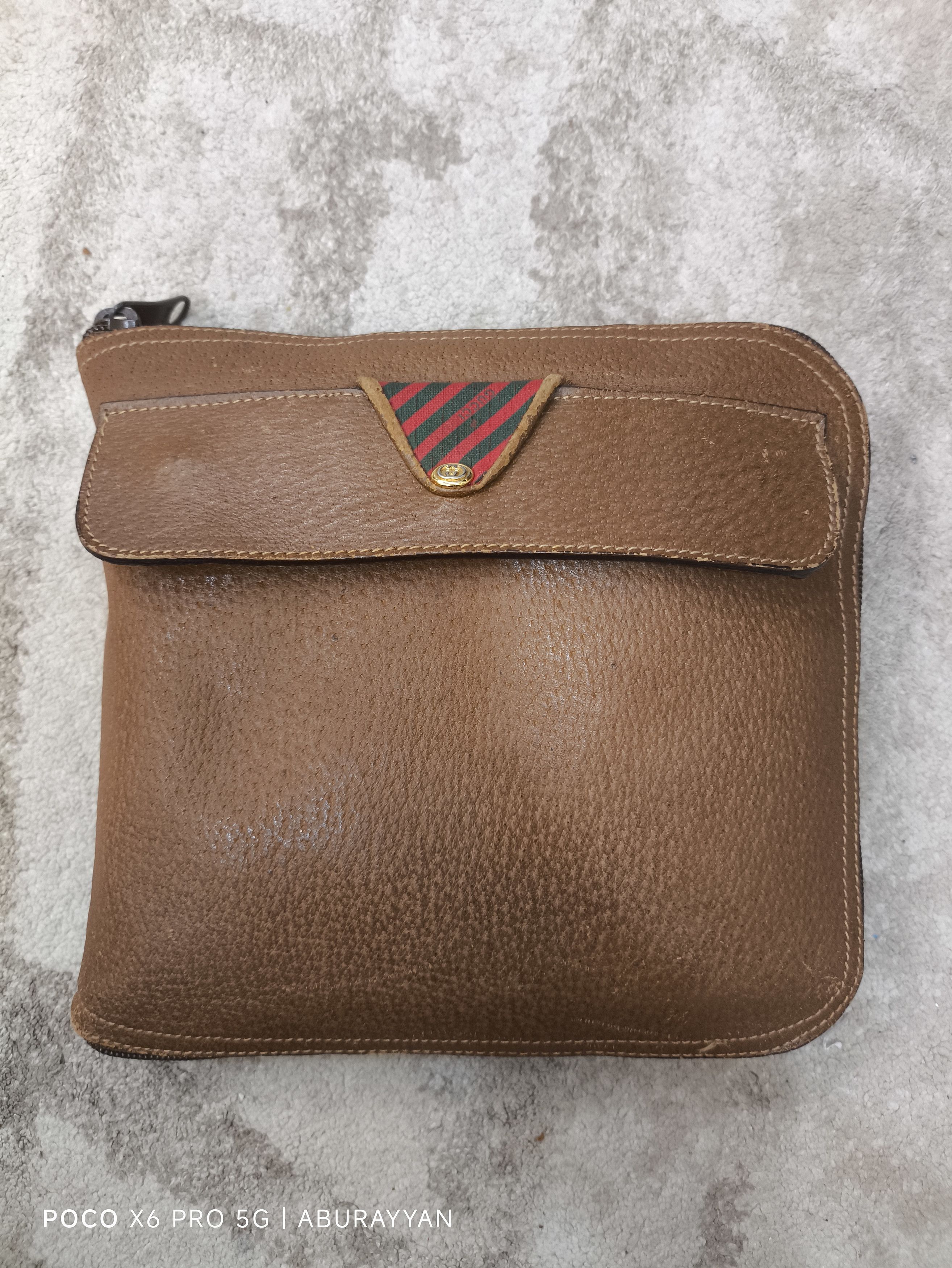 Gucci Gucci Vintage Green & Red Striped Vinyl Foldable Travel Bag Size ONE SIZE - 1 Thumbnail
