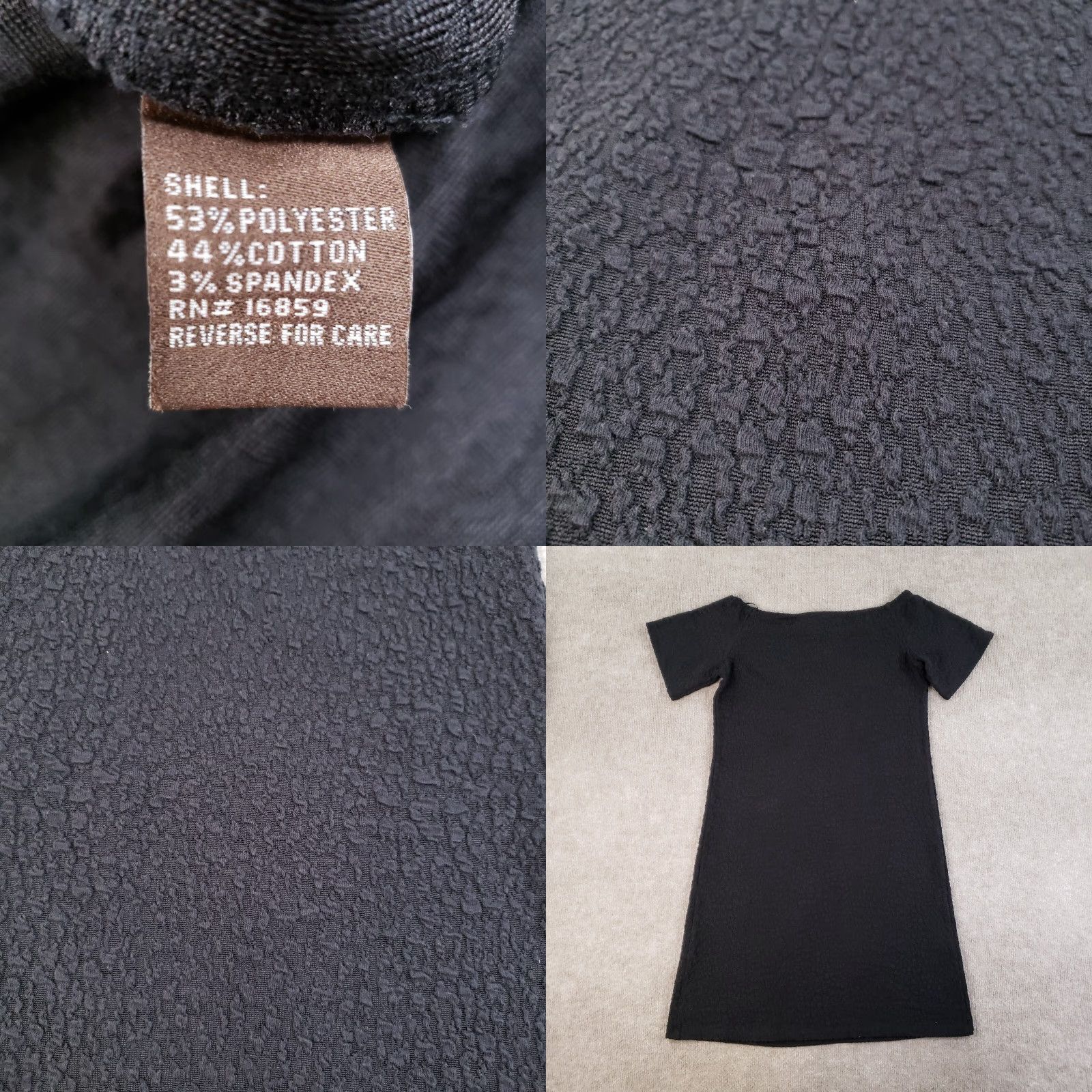 J.McLaughlin J McLaughlin Dress Womens Small Black Textured Short Sleeve Shift Stretch Size 28" / US 6 / IT 42 - 8 Thumbnail