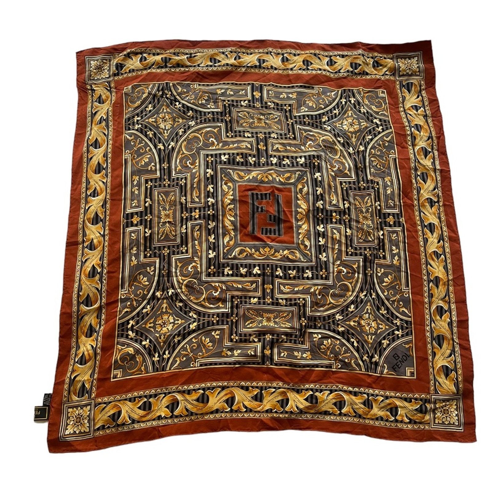 FENDI Scarf 100% Silk Made in Italy.