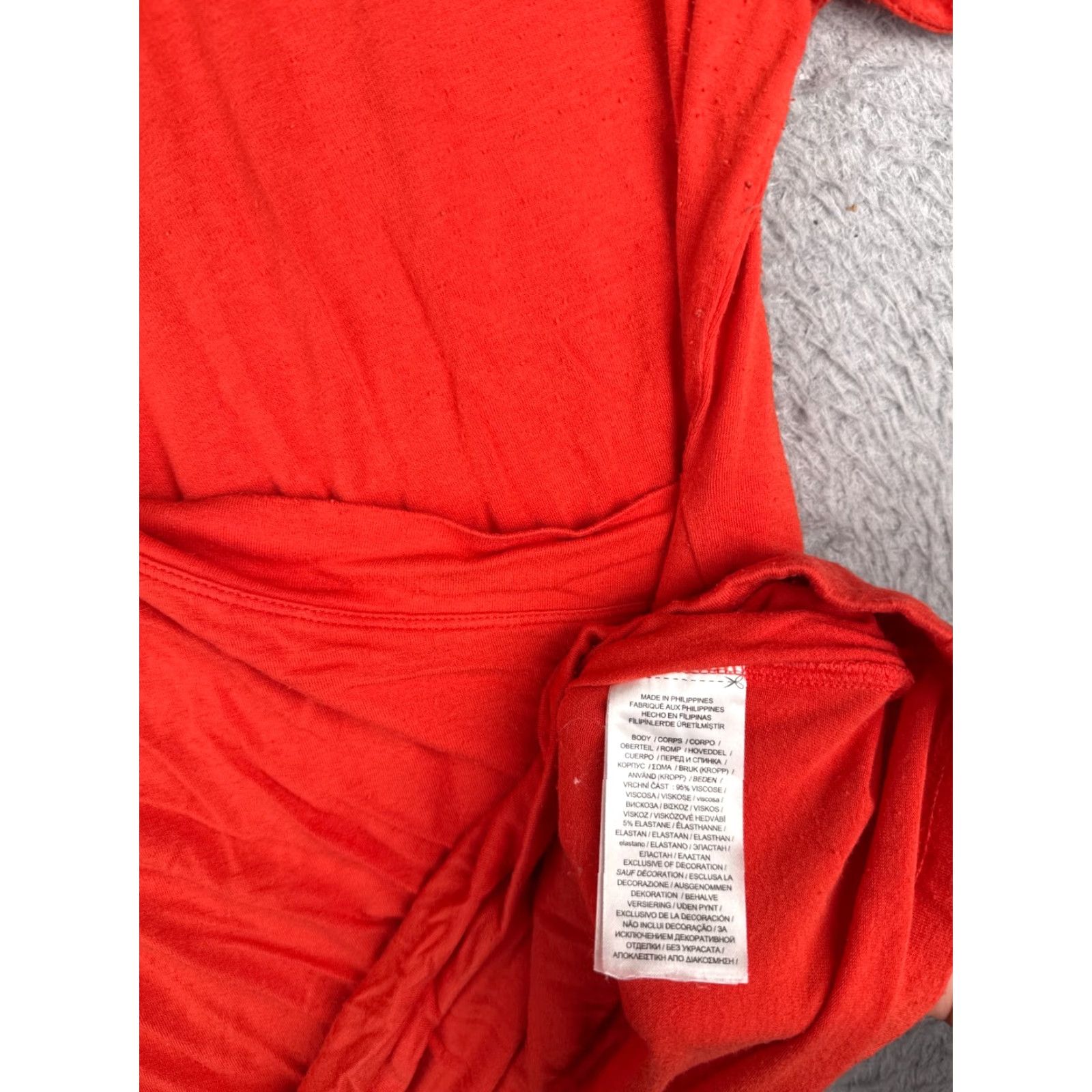Ralph Lauren Lauren Ralph Lauren Shirt Women XL Orange Viscose Blend Black Label, Logo, Knit, T-Shirt, Casual, Regular, Long Sleeve, Pullover, V-Neck, City, 90s? Size XL / US 12-14 / IT 48-50 - 7 Thumbnail