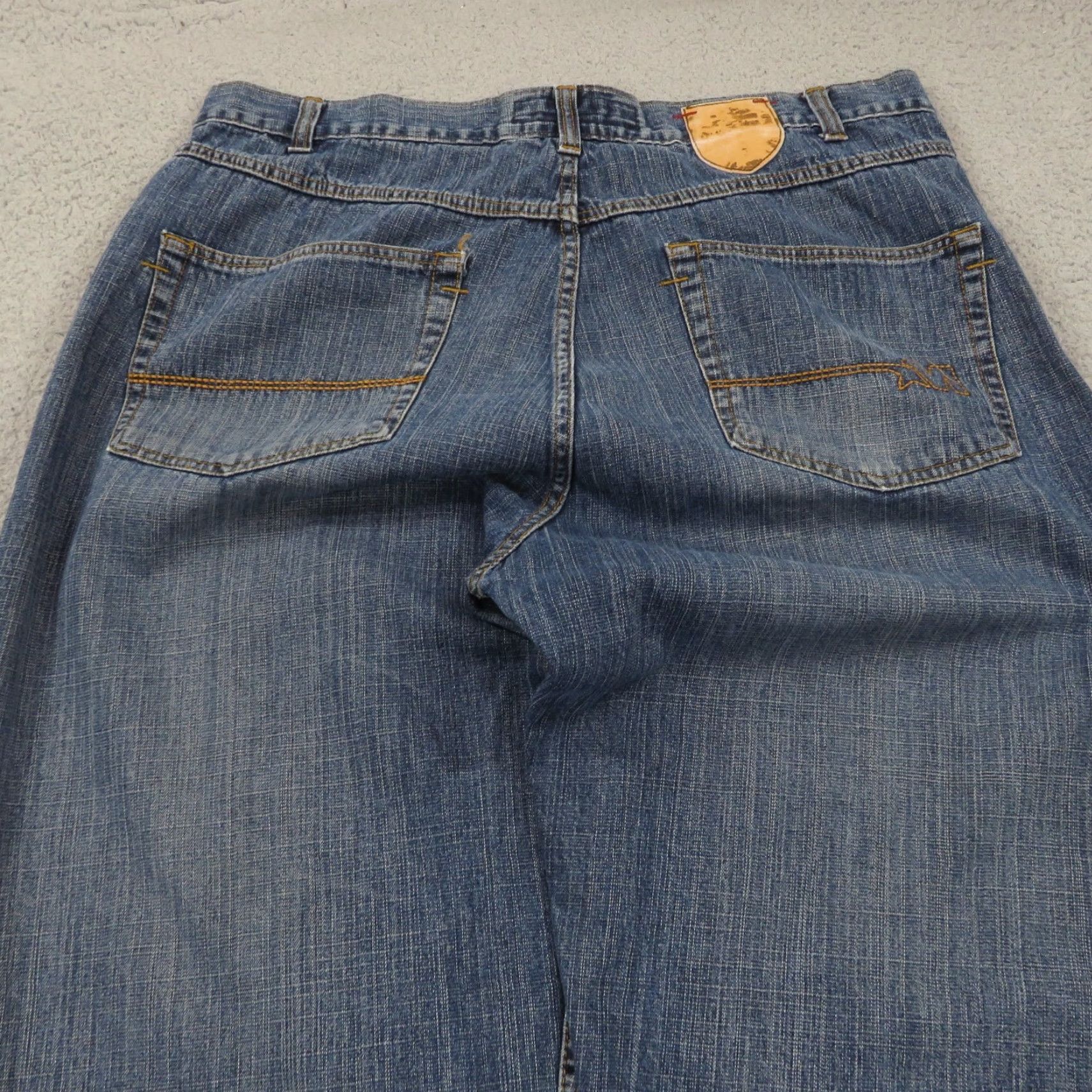 Vintage Mecca Baggy Jeans Men 40 Y2K Embroidered Skater Grunge Wide 10" Leg Opening VTG Denim Jeans 5-Pocket Mens Regular Blue Cotton High Rise Size US 40 / EU 56 - 4 Thumbnail