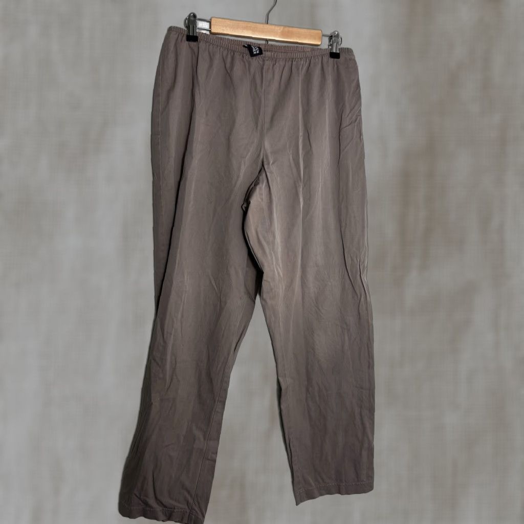 Eileen Fisher VINTAGE Eileen Fisher Womens Large Brown Pull On Cotton Pants 32x30 Elastic Waist Size 36" / US 14 / IT 50 - 1 Thumbnail