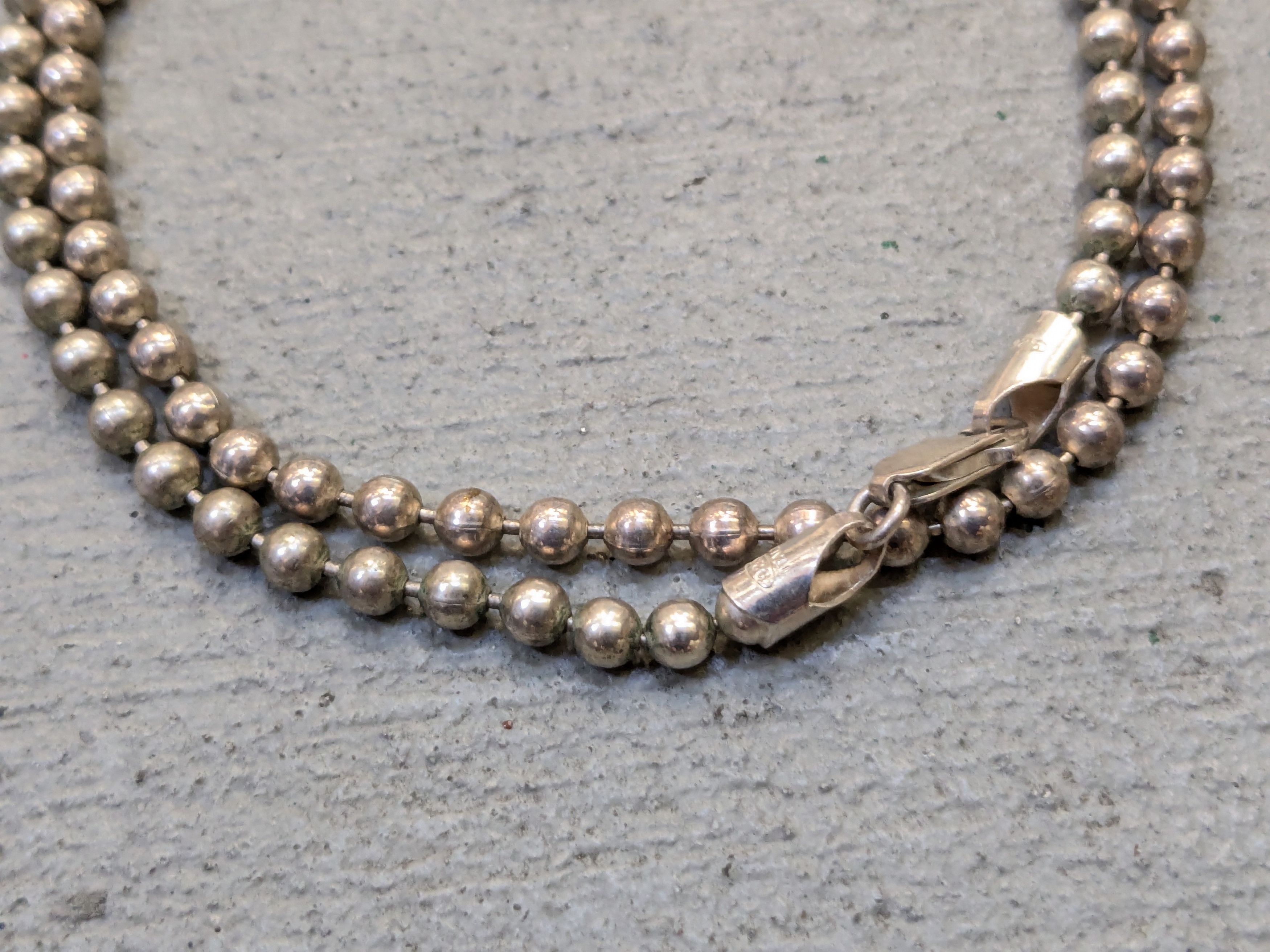 Other Vintage Sterling Silver Necklace Bead Chain Link 18" Italy Size ONE SIZE - 2 Thumbnail