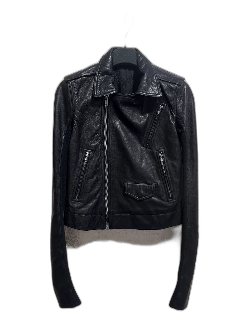 rick owens leather motorcycle jacket in black-2508